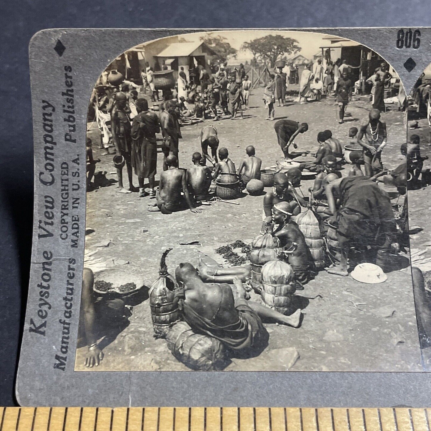 Antique 1920s Swahili Tribal Tribe Nyanza Kenya Stereoview Photo Card P4973