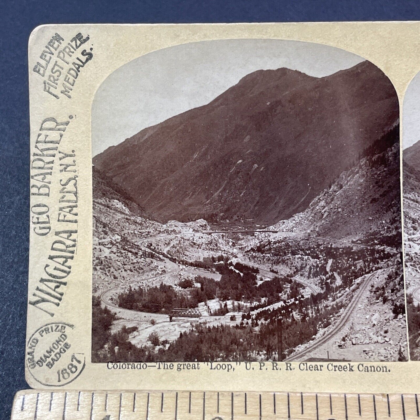 Antique 1889 Clear Creek Canyon Colorado Stereoview Photo Card V2124