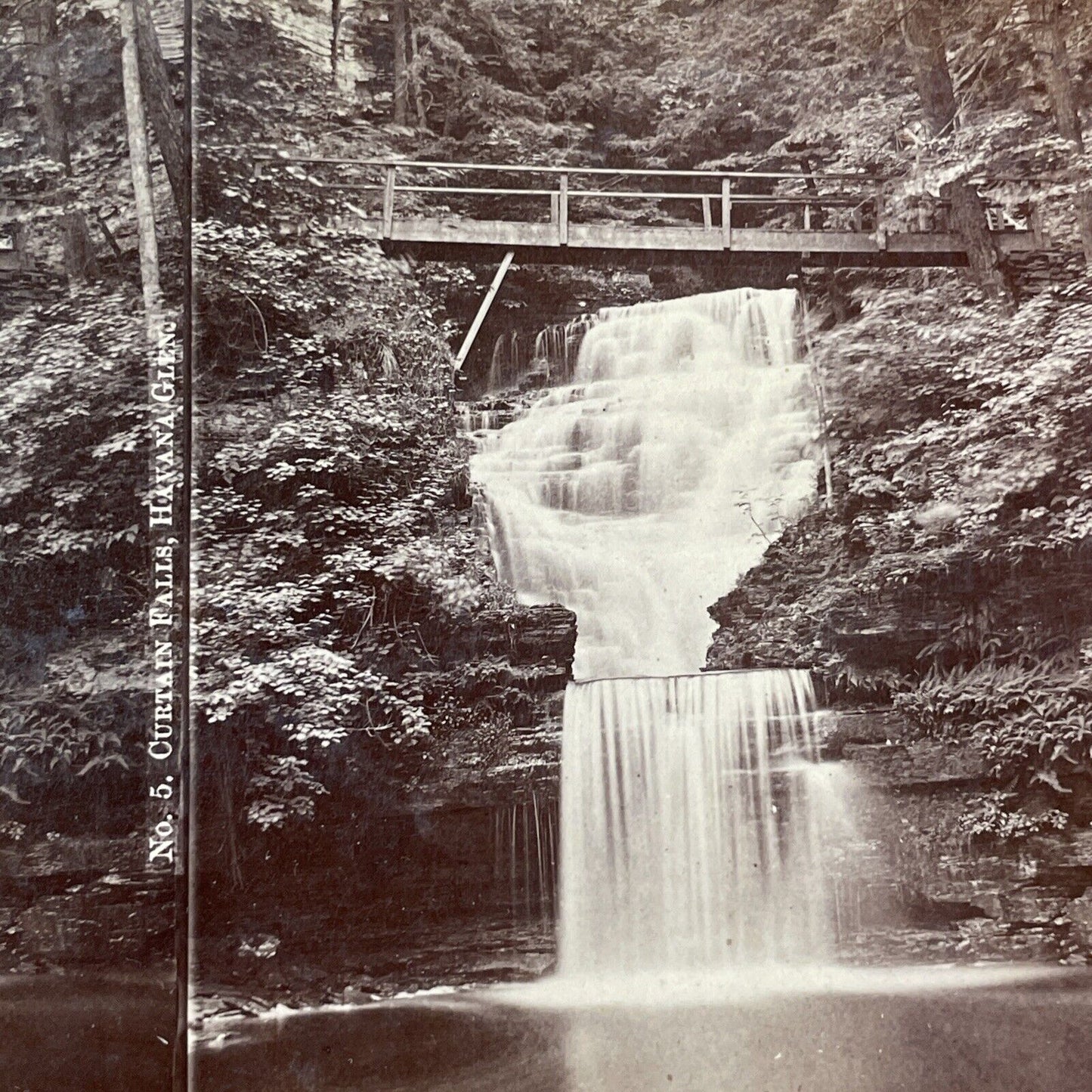 Curtain Falls Watkins Glen New York Stereoview R.D. Crum Antique c1870 Y1044