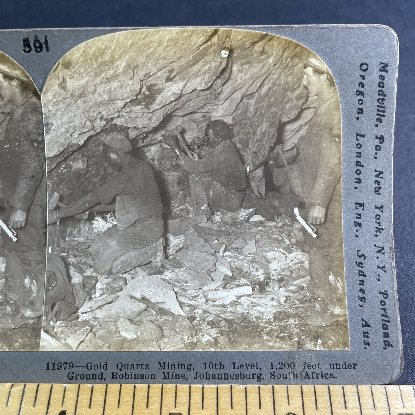 Antique 1901 Gold Mining Johannesburg South Africa Stereoview Photo Card P2134