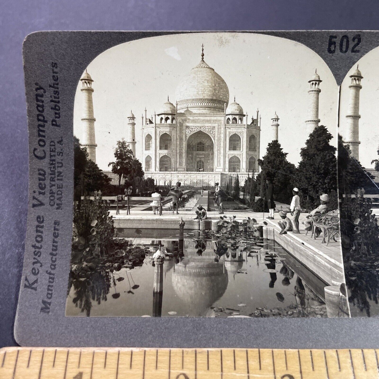 Antique 1910s The Taj Mahal In Agra India Stereoview Photo Card P3697