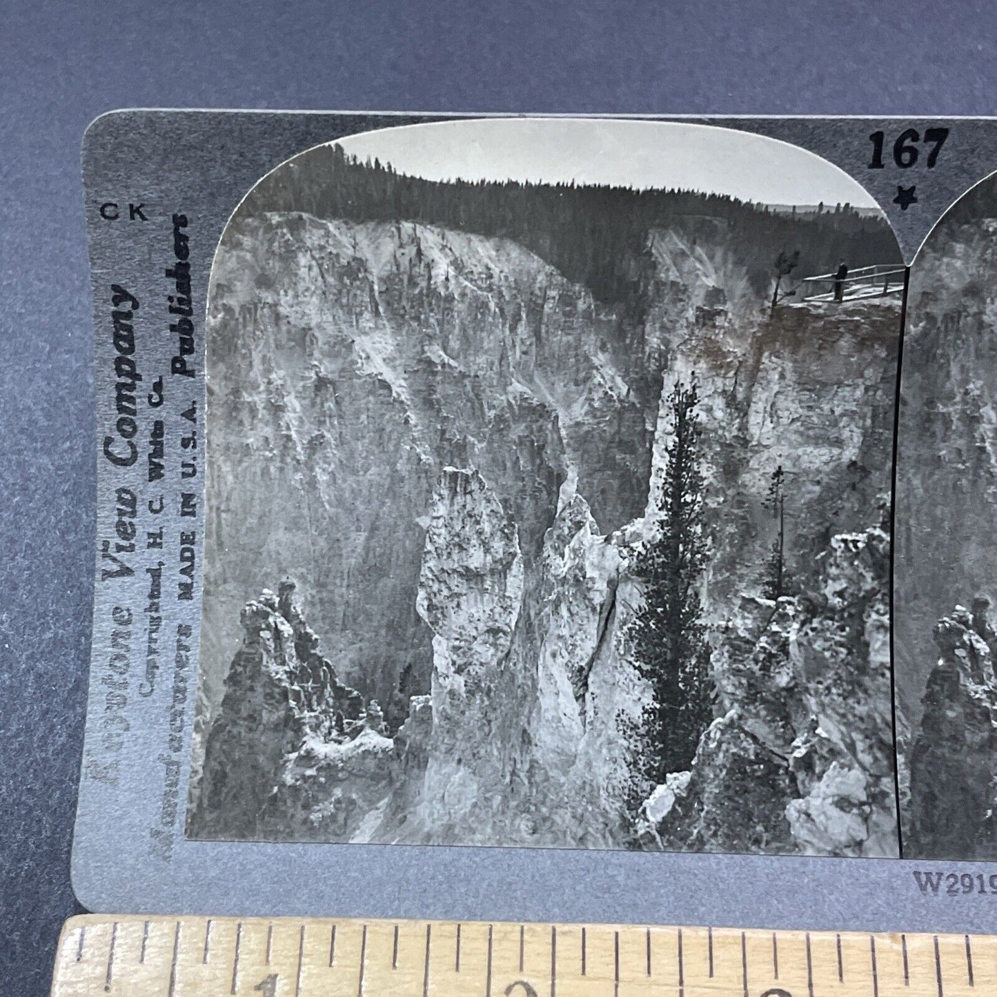 Antique 1910s Grand Canyon Of The Yellowstone WY Stereoview Photo Card V2171