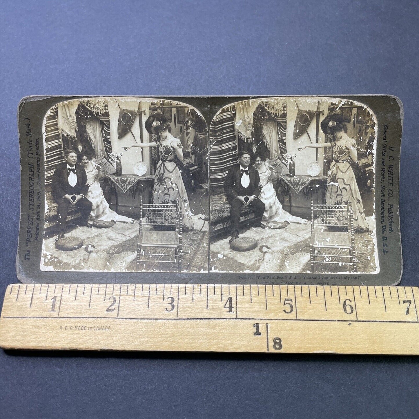 Antique 1902 Man Gets Caught With Mistress By Wife Stereoview Photo Card P2706