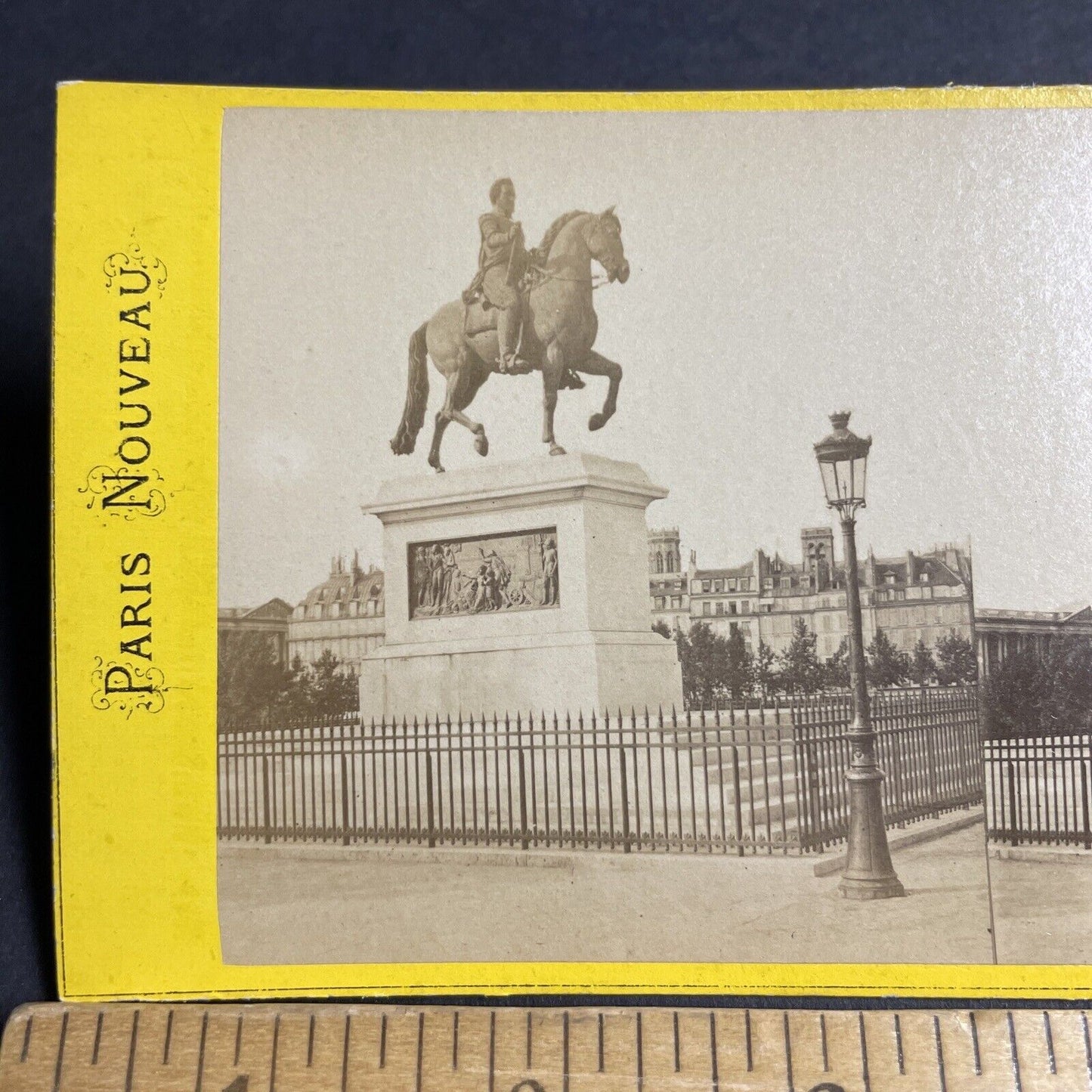 Antique 1870s Equestrian Statue Henry IV Paris France Stereoview Photo Card 4160