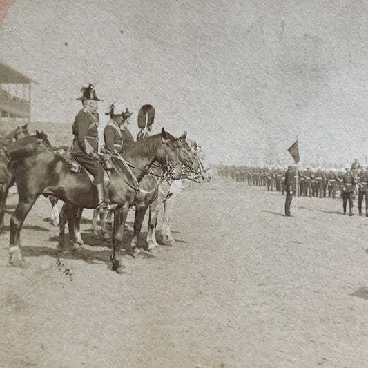 Antique 1902 Canadian Army Woodbine Racetrack Stereoview Photo Card P5571