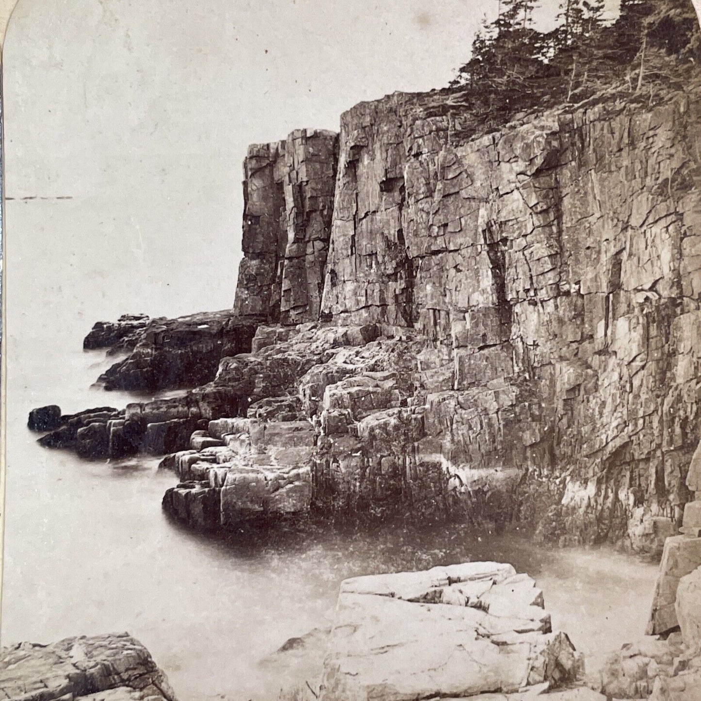 Otter Cliff Point Stereoview Mt Desert Bar Harbor Maine Antique c1870s X1932