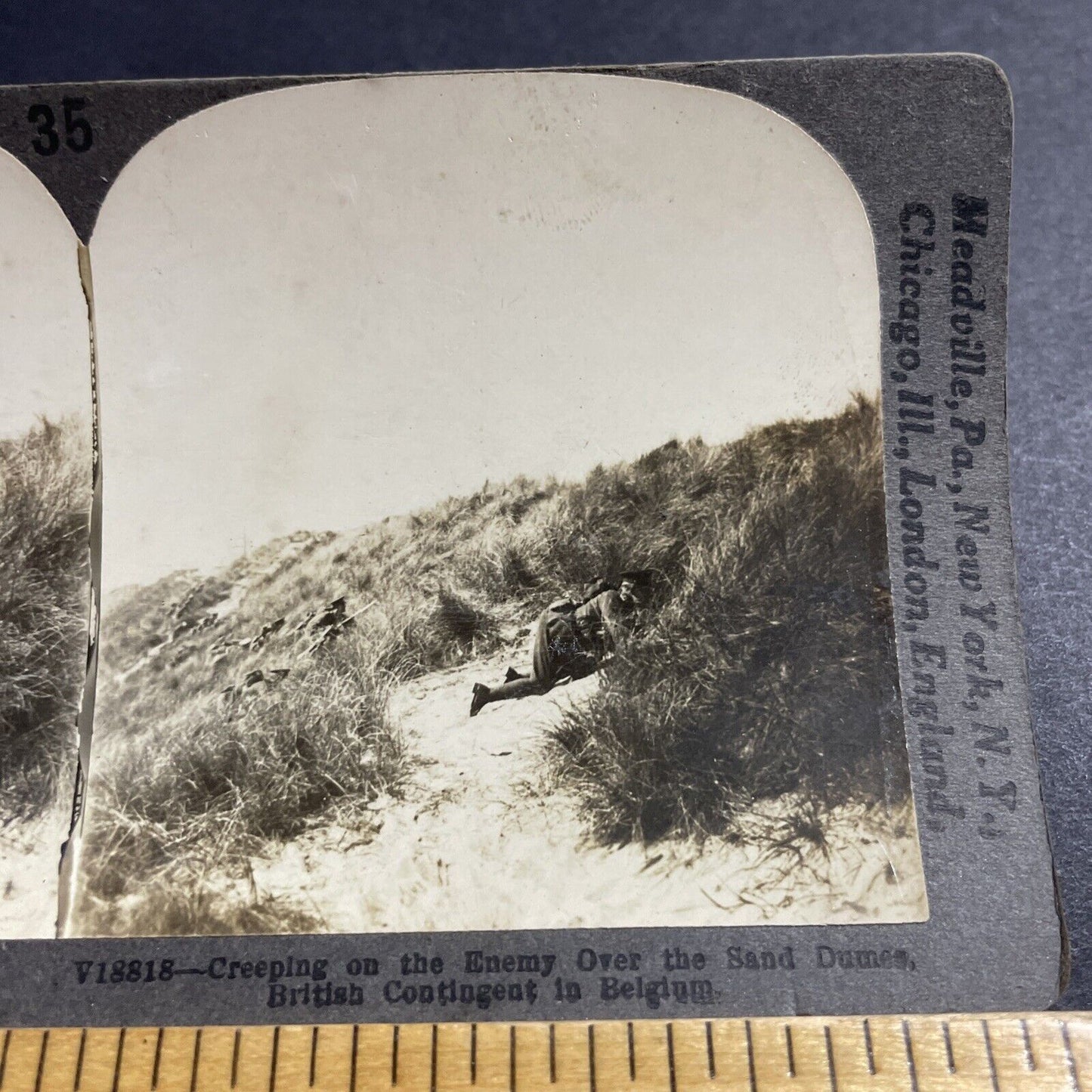 Antique 1916 British WW1 Sneak Attack German Trench Stereoview Photo Card P4968