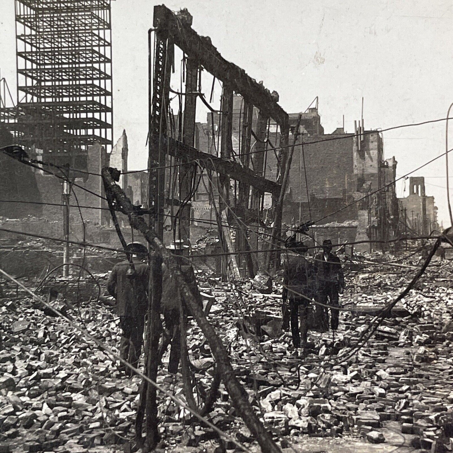 Post Street San Francisco Earthquake Disaster Stereoview Antique c1906 X1847