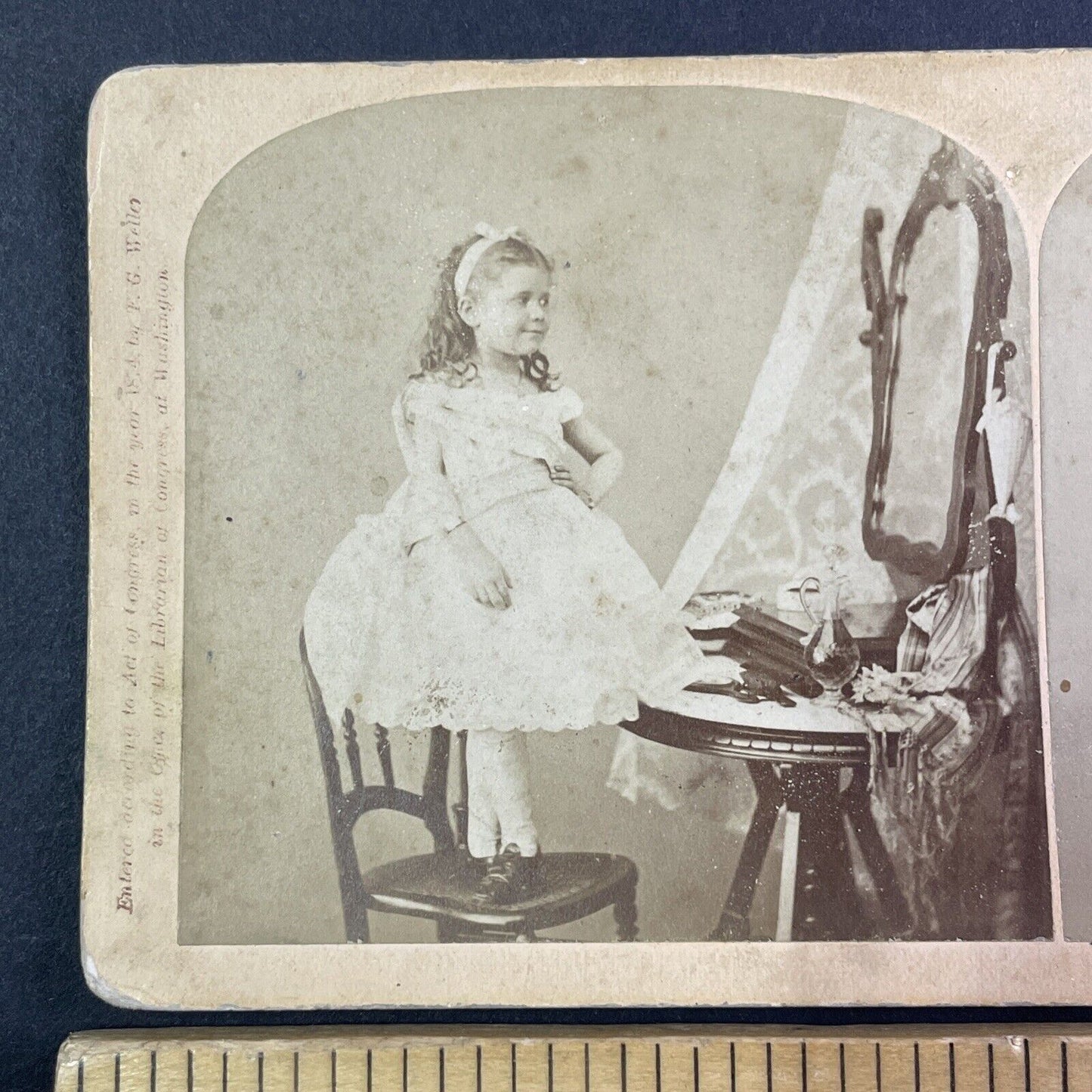 Little Girl Dressed as a Ballerina Stereoview F.G. Weller Antique c1874 Y1312