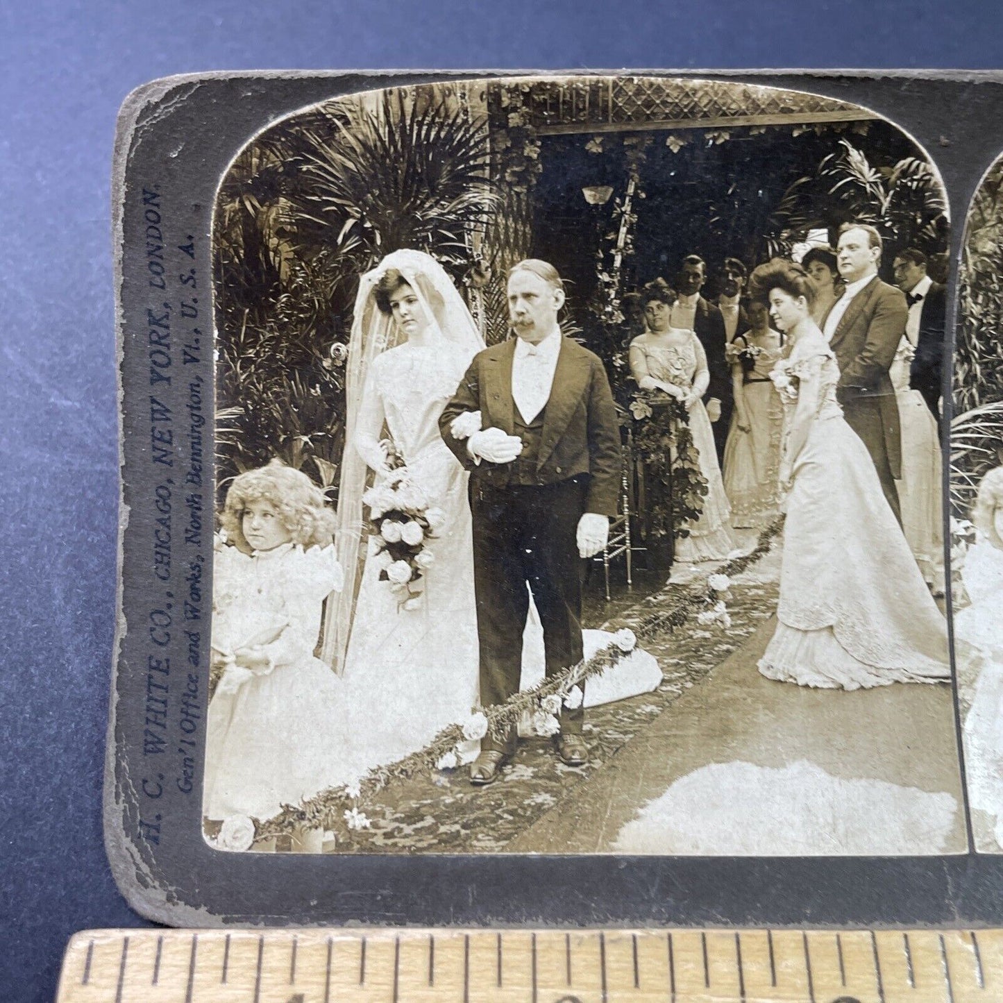 Antique 1902 Father About To Give Away Bride Stereoview Photo Card P2902