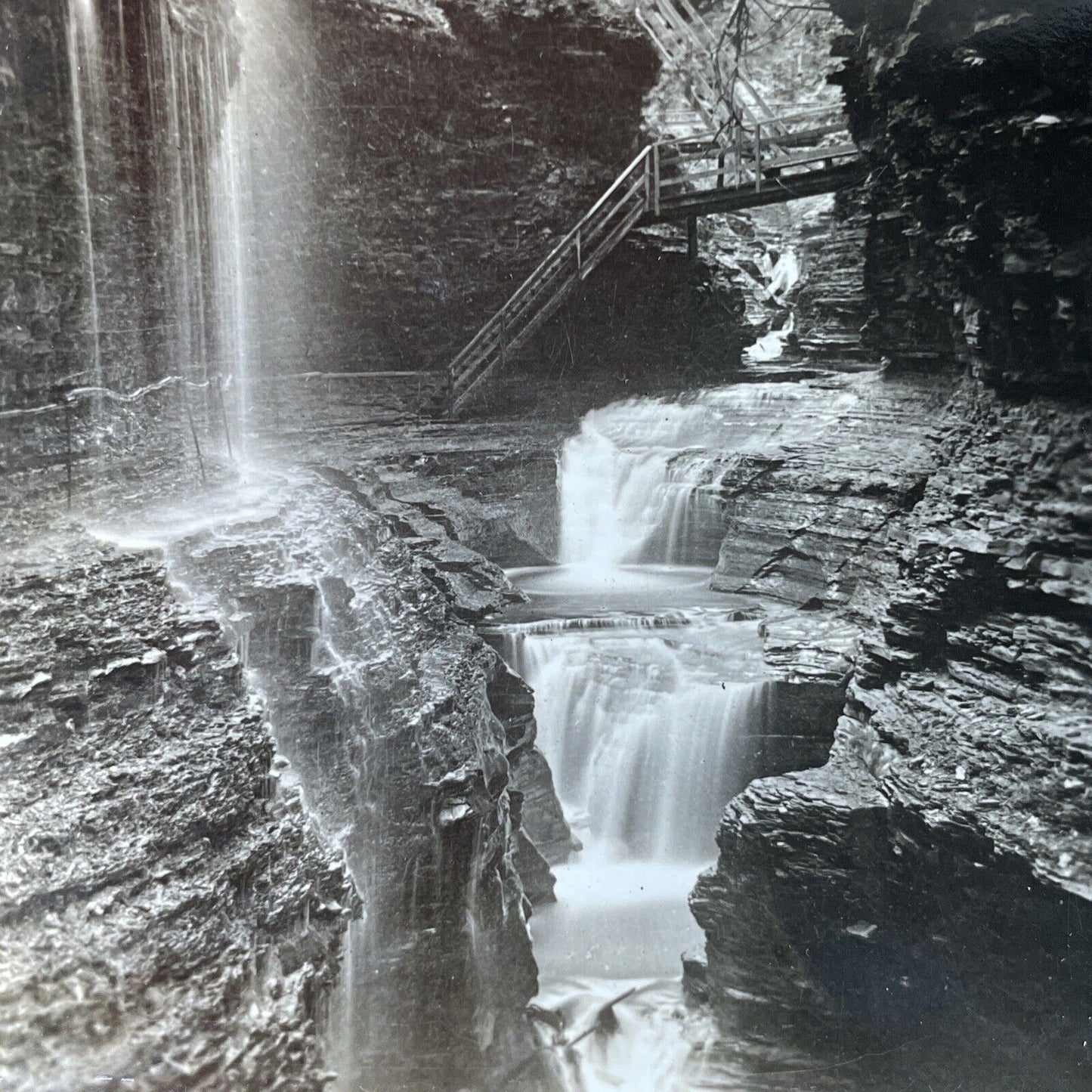 Antique 1910s Caverns At Watkins Glen New York Stereoview Photo Card P3282