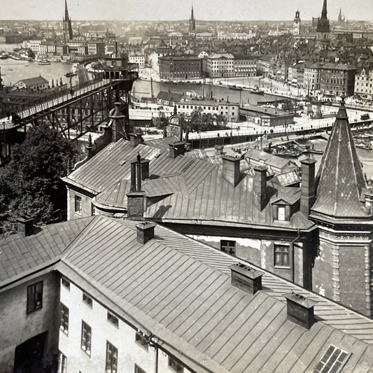 Antique 1910s Stockholm Sweden City View Stereoview Photo Card P5061