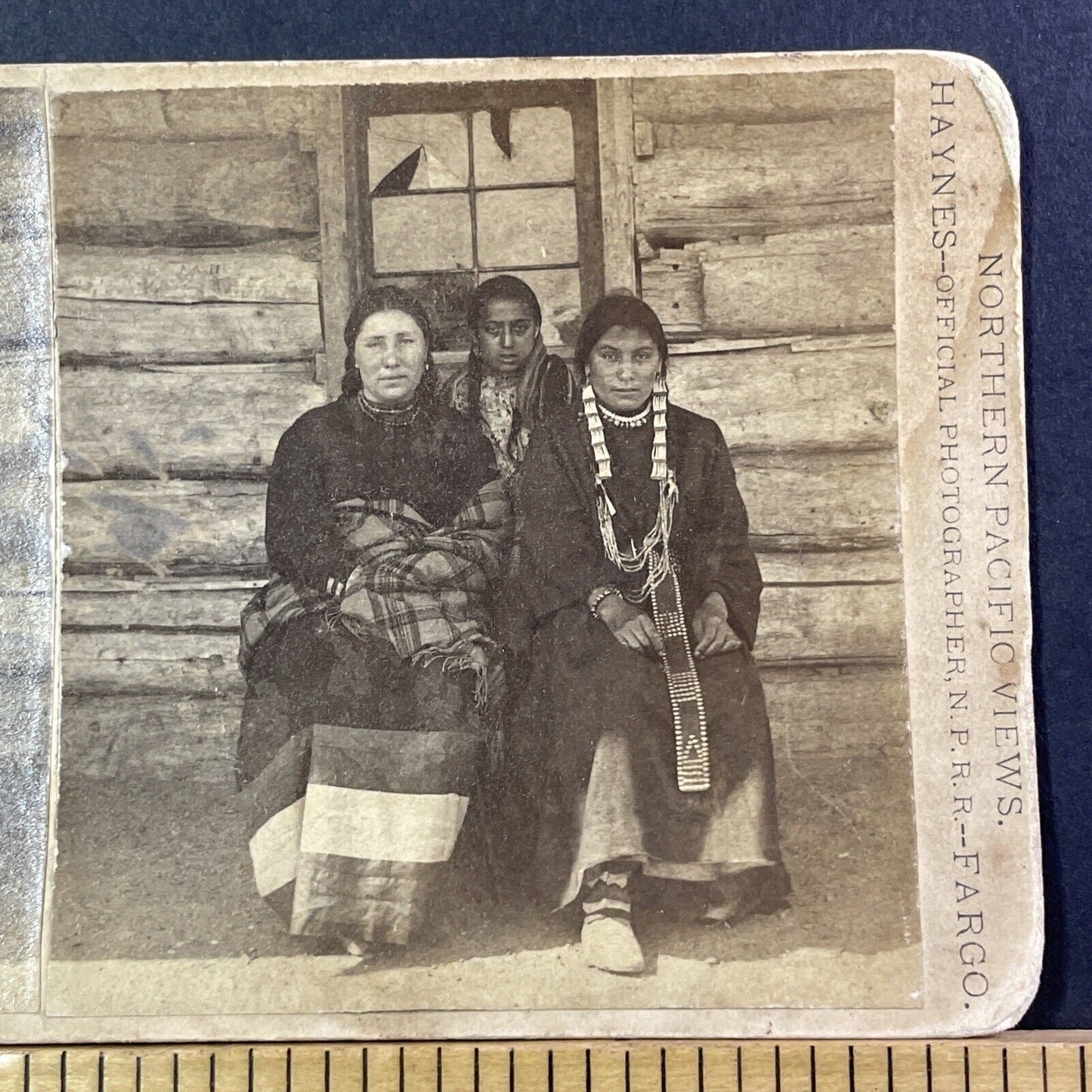 North Dakota Sioux Native Indian Women Stereoview Fargo ND Antique c1872 X1250