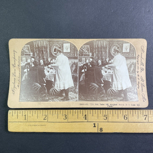 Maid Serves the Tomatoes Undressed Stereoview B.L. Singley Antique c1900 Y1223