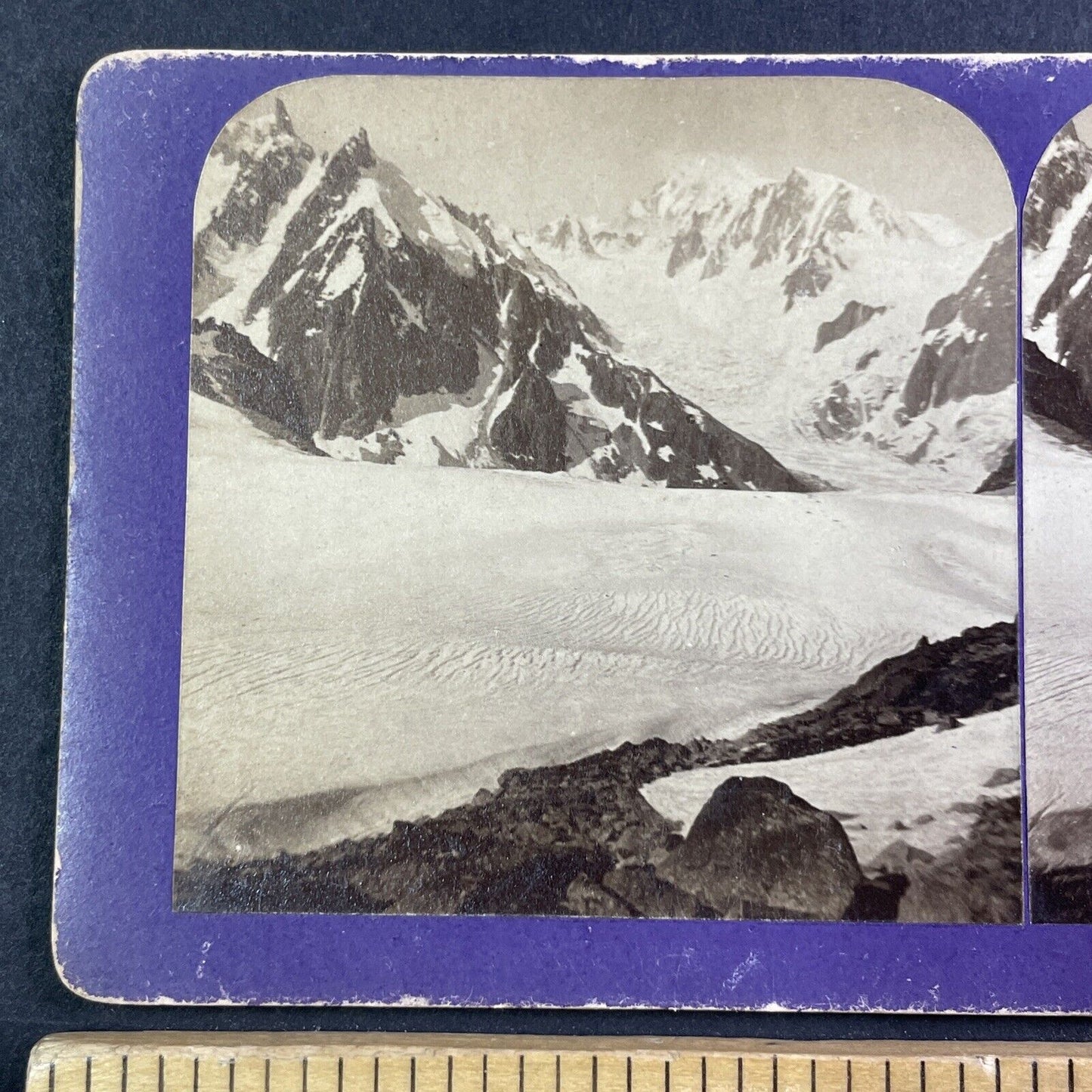 Mont Blanc Glacier Sea Of Ice Stereoview Jean Andrieu Antique c1870s X3714