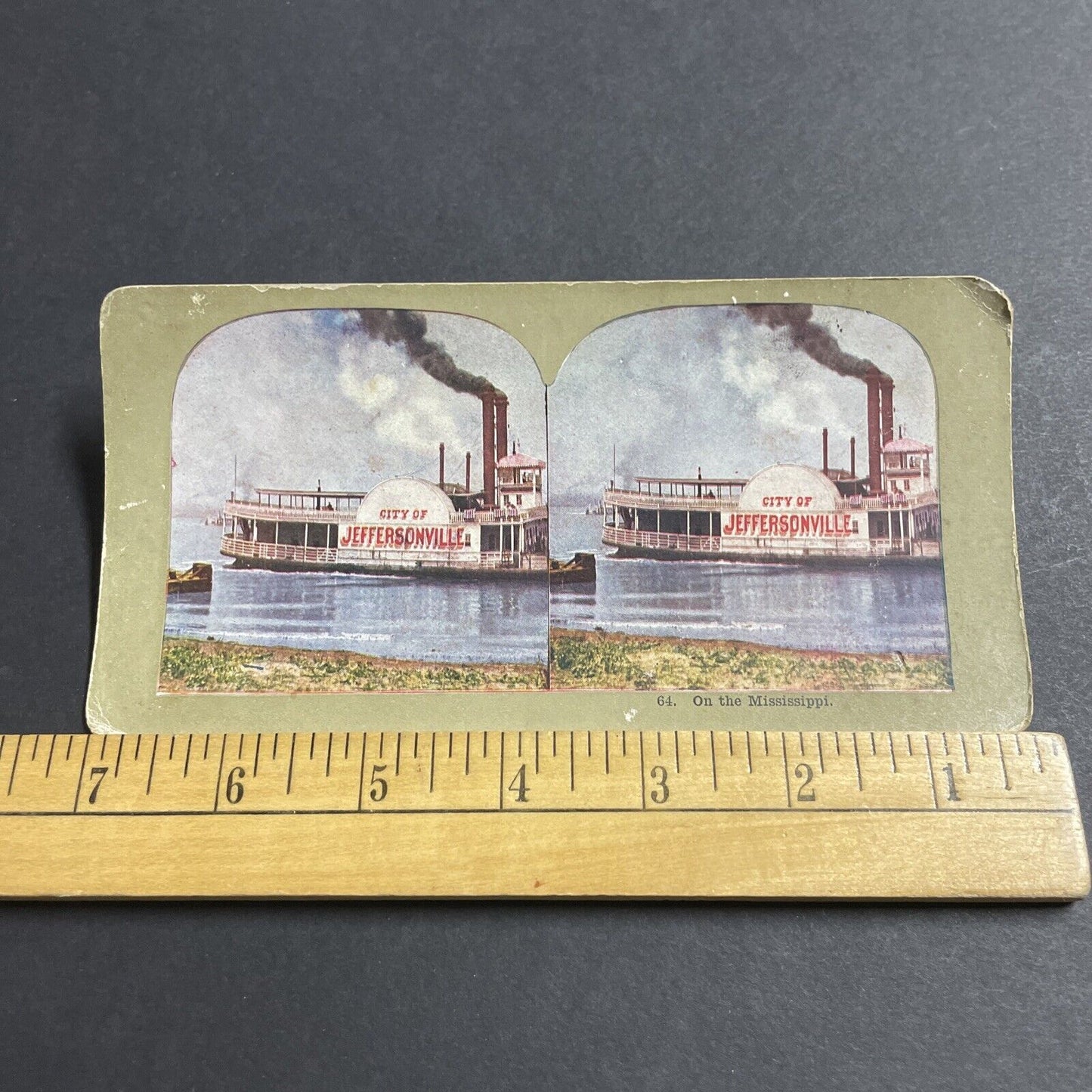 Antique 1910s City Of Jeffersonville Riverboat Ferry Stereoview Photo Card P5001