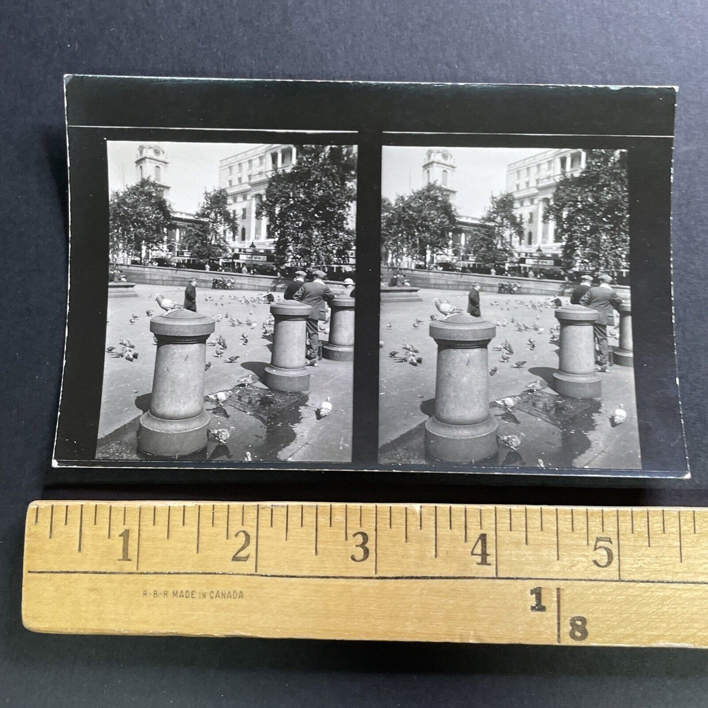 Antique 1934 Trafalgar Square Postcard Stereoview Photo Card P1570