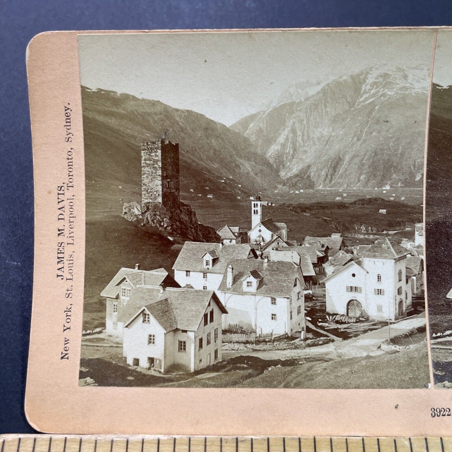 Antique 1885 Hospental Switzerland Town View Stereoview Photo Card P3936