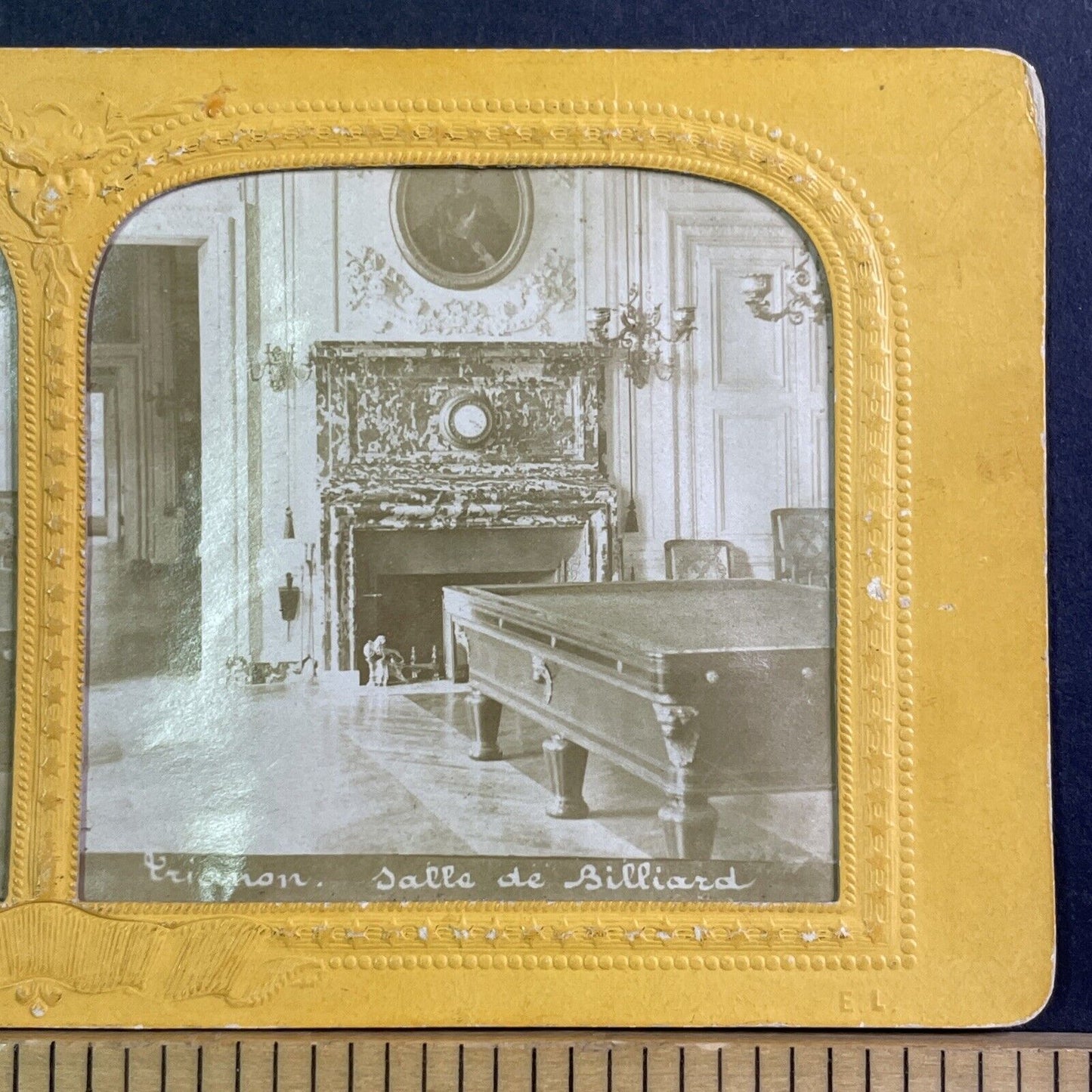 Rare Image Of A Billiards Table Stereoview French Tissue Antique c1860s XT2102