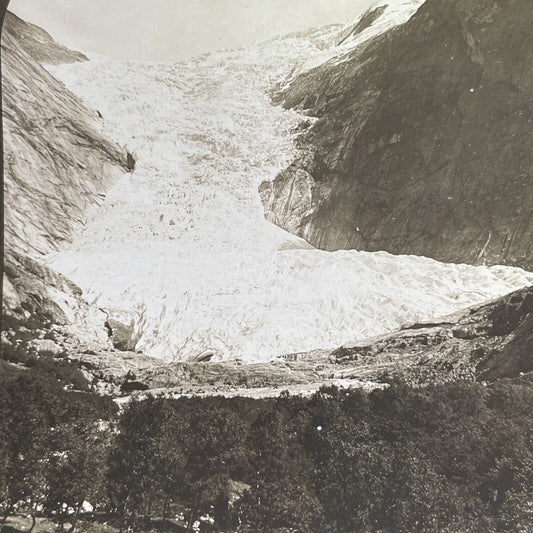 Antique 1902 Briksdal Glacier Aamot Norway Stereoview Photo Card P1457