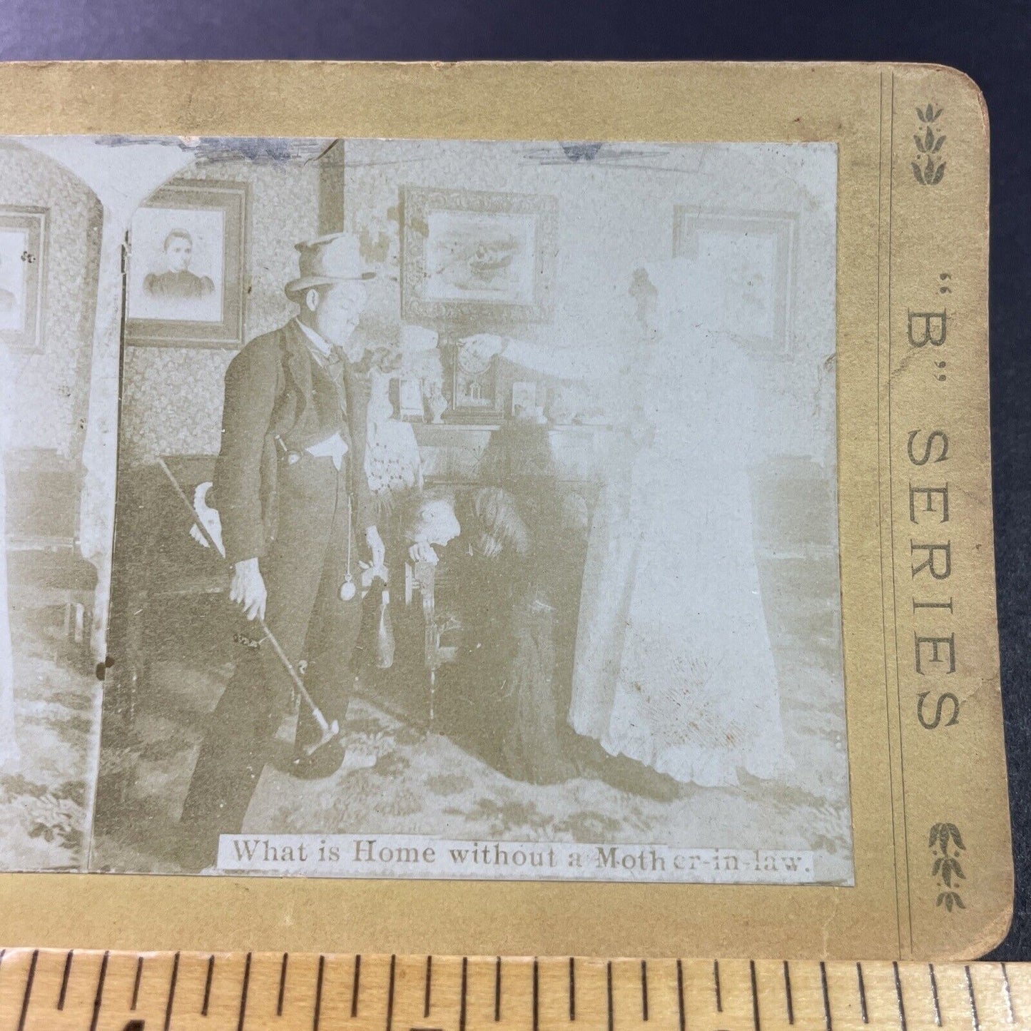 Antique 1860s Mother-In-Law Scolds Young Gentleman Stereoview Photo Card P3302