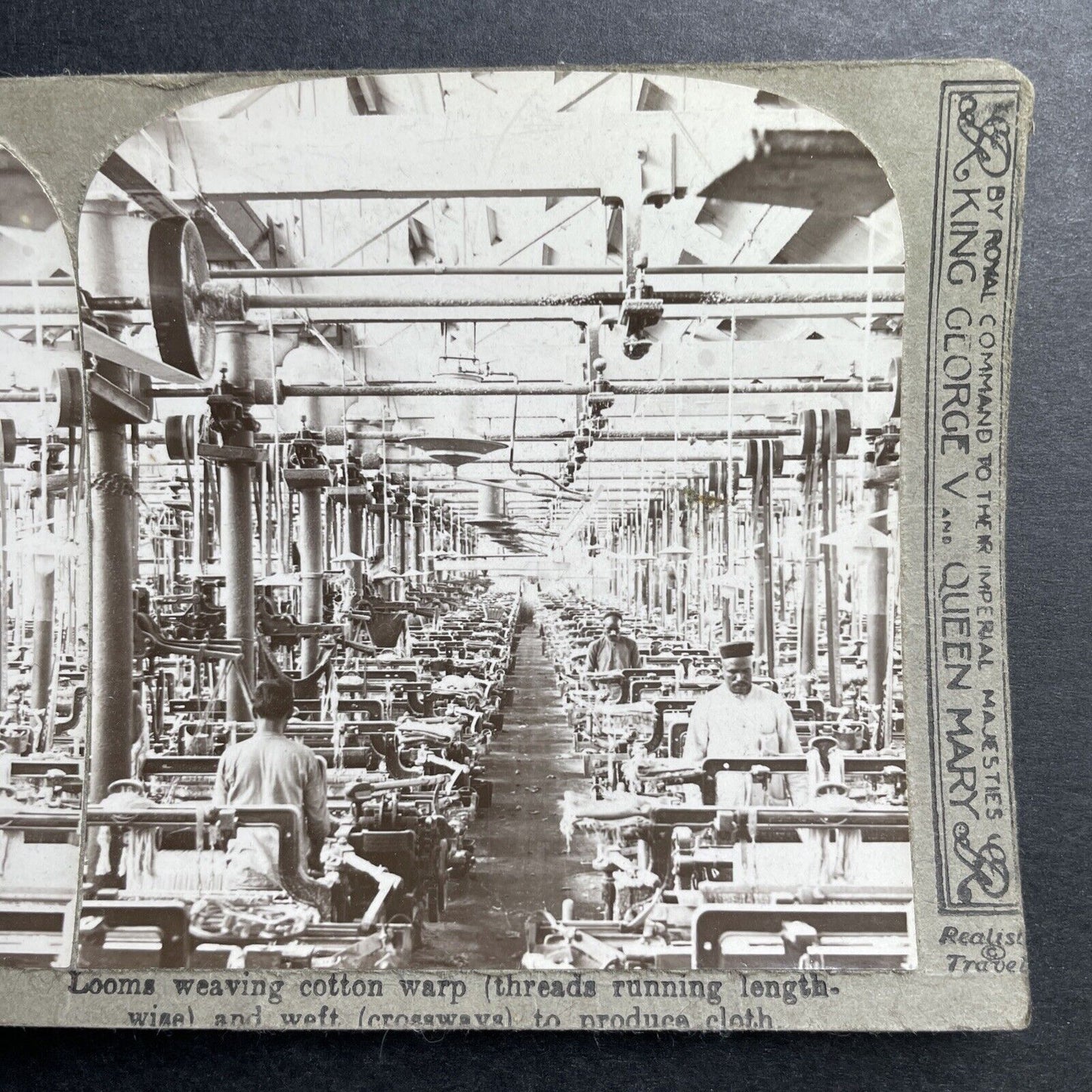 Antique 1912 Cotton Mill Factory In Hong Kong Stereoview Photo Card P1509