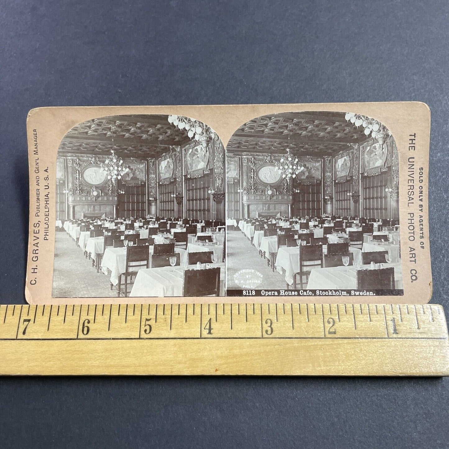 Antique 1900 The Opera House Stockholm Sweden Stereoview Photo Card P856-06