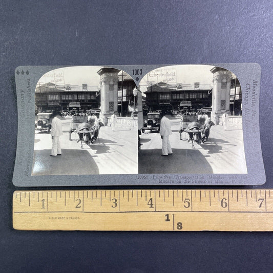 US Automobiles in Manila Philippines Stereoview Keystone Antique c1935 Y415