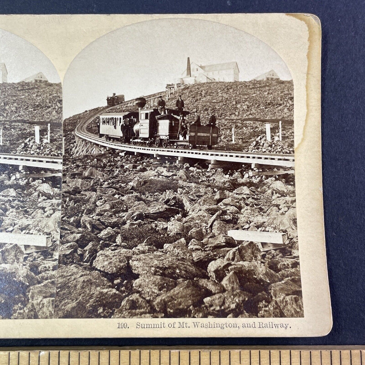 Mount Washington Railroad at Summit Stereoview New Hampshire c1870s Y1467