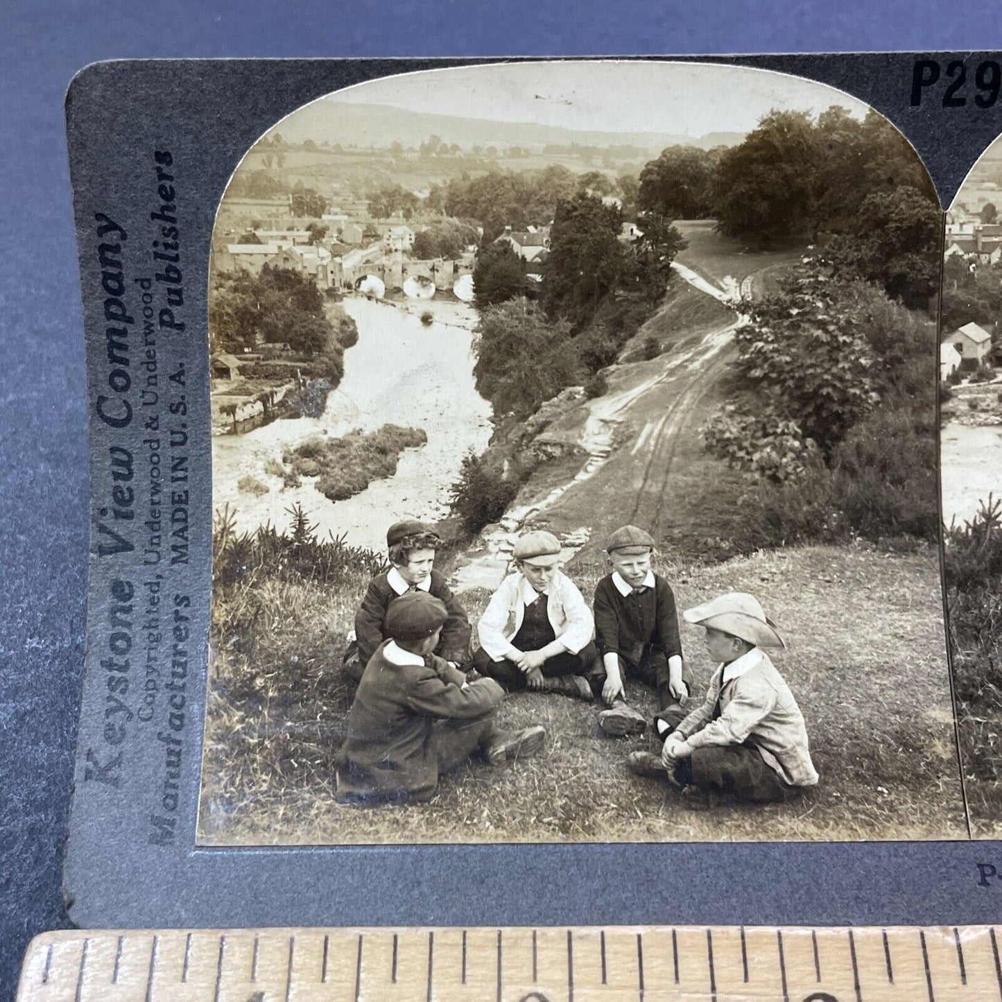 Antique 1906 Children In Ludlow England Stereoview Photo Card V3307