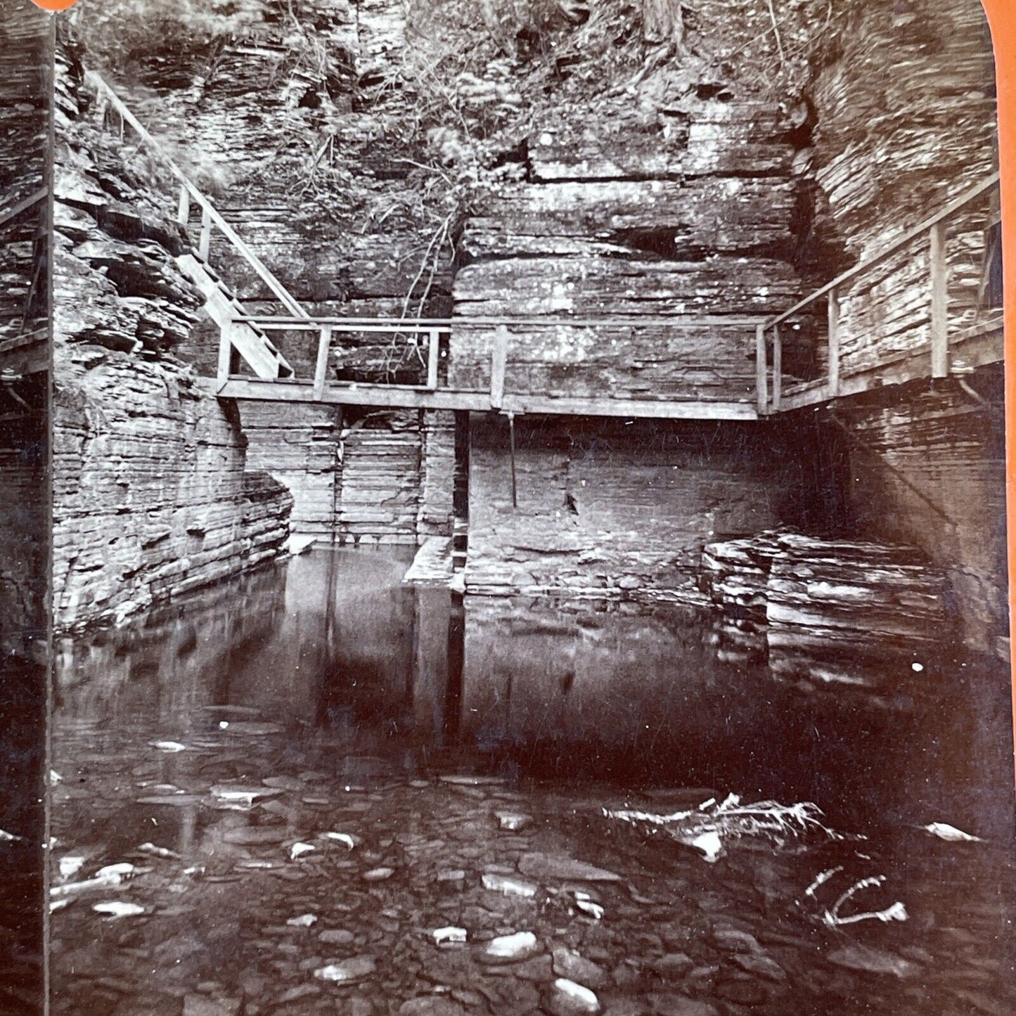 Council Chamber Watkins Glen New York Stereoview R.D. Crum Antique c1870 Y1214