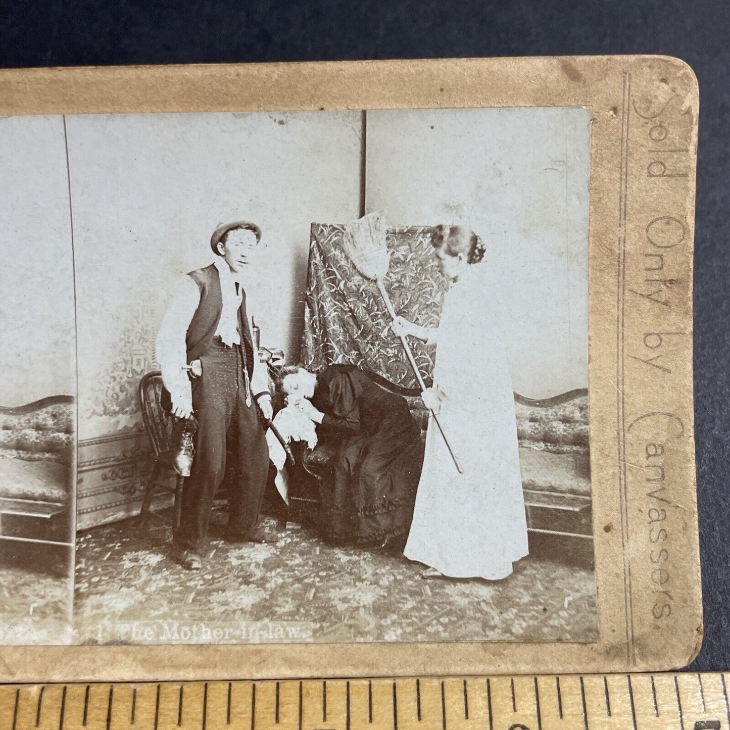 Antique 1870s Victorian Father And Mother  Stereoview Photo Card P4063