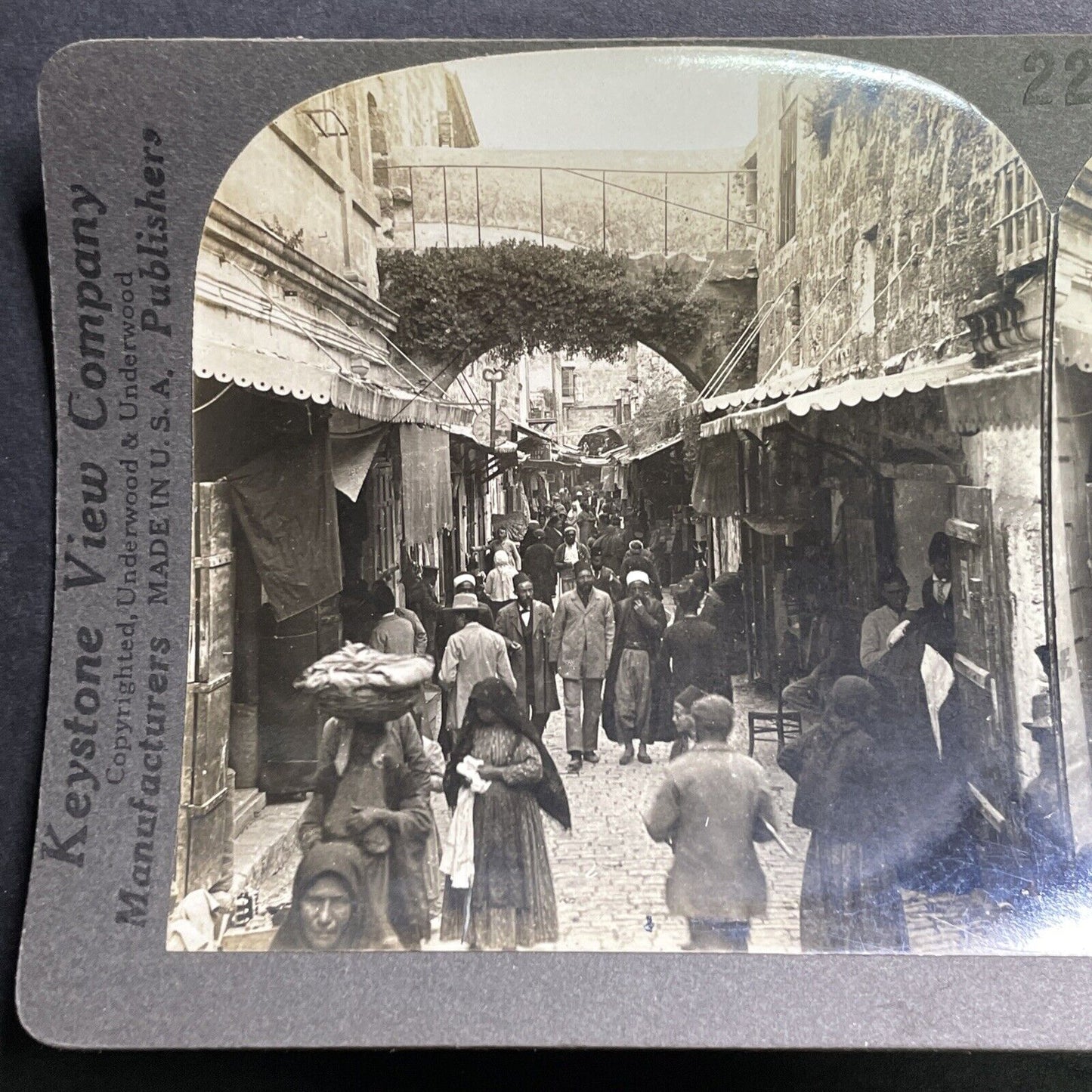 Antique 1918 Christian Street Jerusalem Israel Stereoview Photo Card P1351