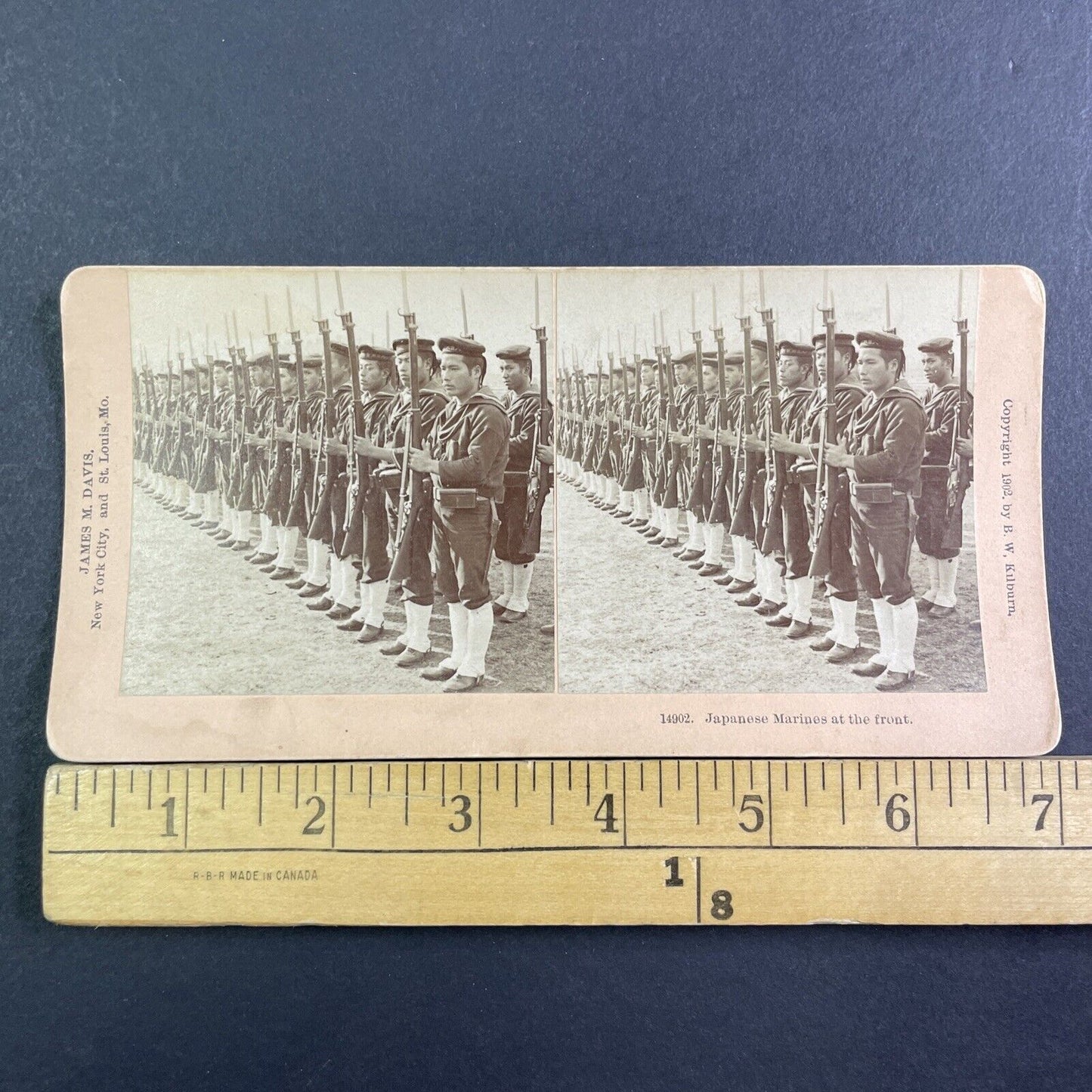Japanese Marines Army Riflemen In Formation Stereoview Antique c1902 X2857