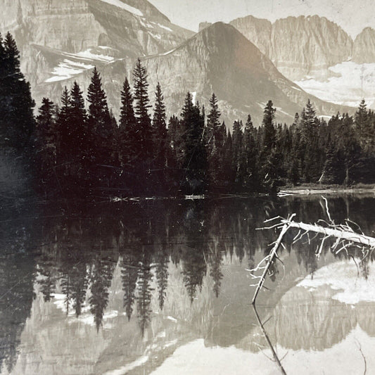 Antique 1910s Lake Josephine Glacier Park Montana Stereoview Photo Card V2175