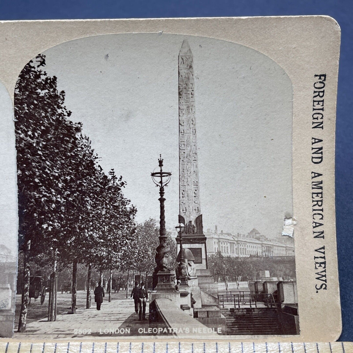 Antique 1890s Cleopatra's Needle London England Stereoview Photo Card P1886