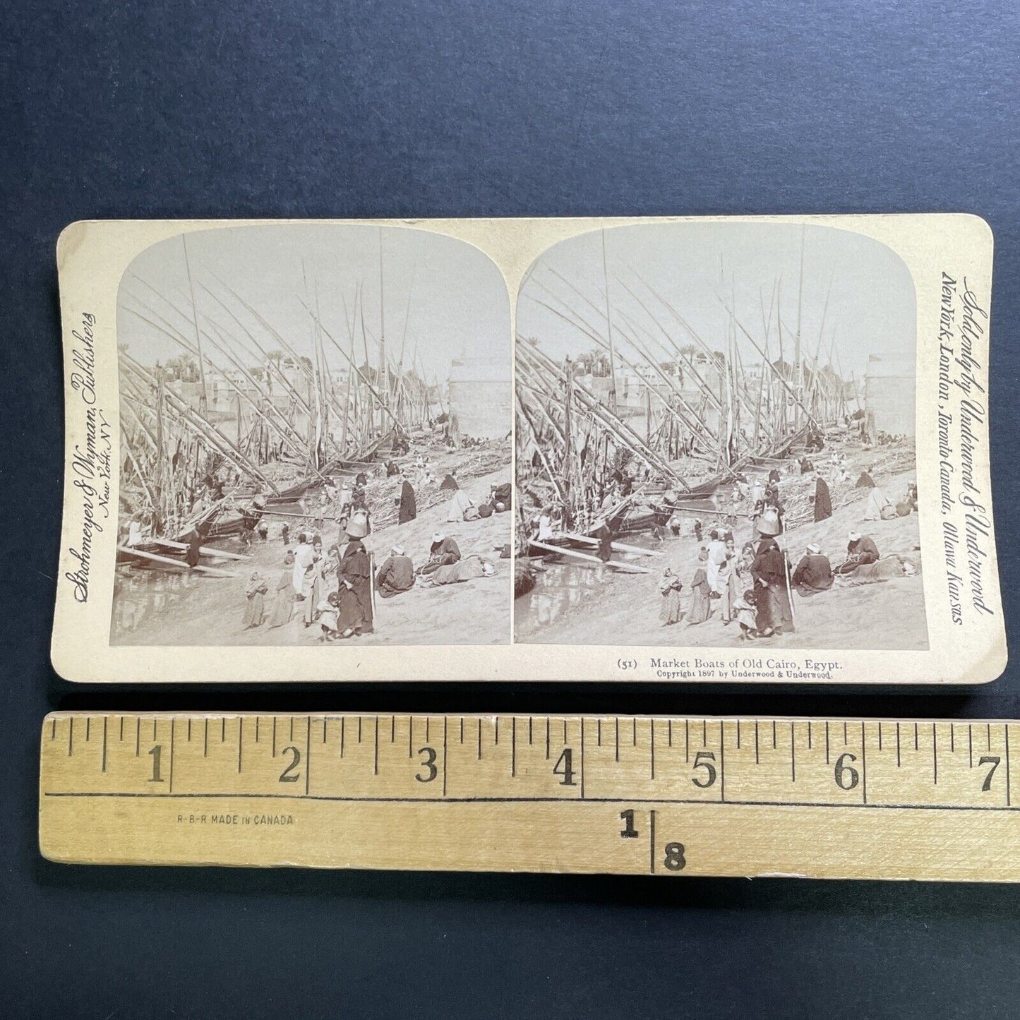 Antique 1897 Merchant Ships Arrive In Cairo Egypt Stereoview Photo Card P1295