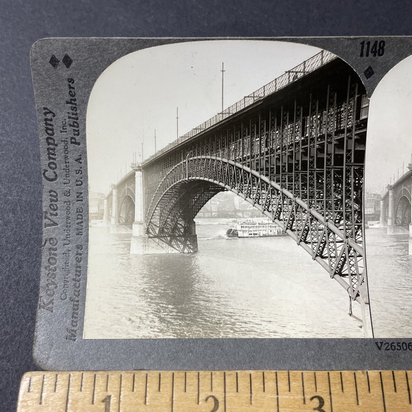 Antique 1910s Eads Bridge St. Louis Missouri Stereoview Photo Card V2594