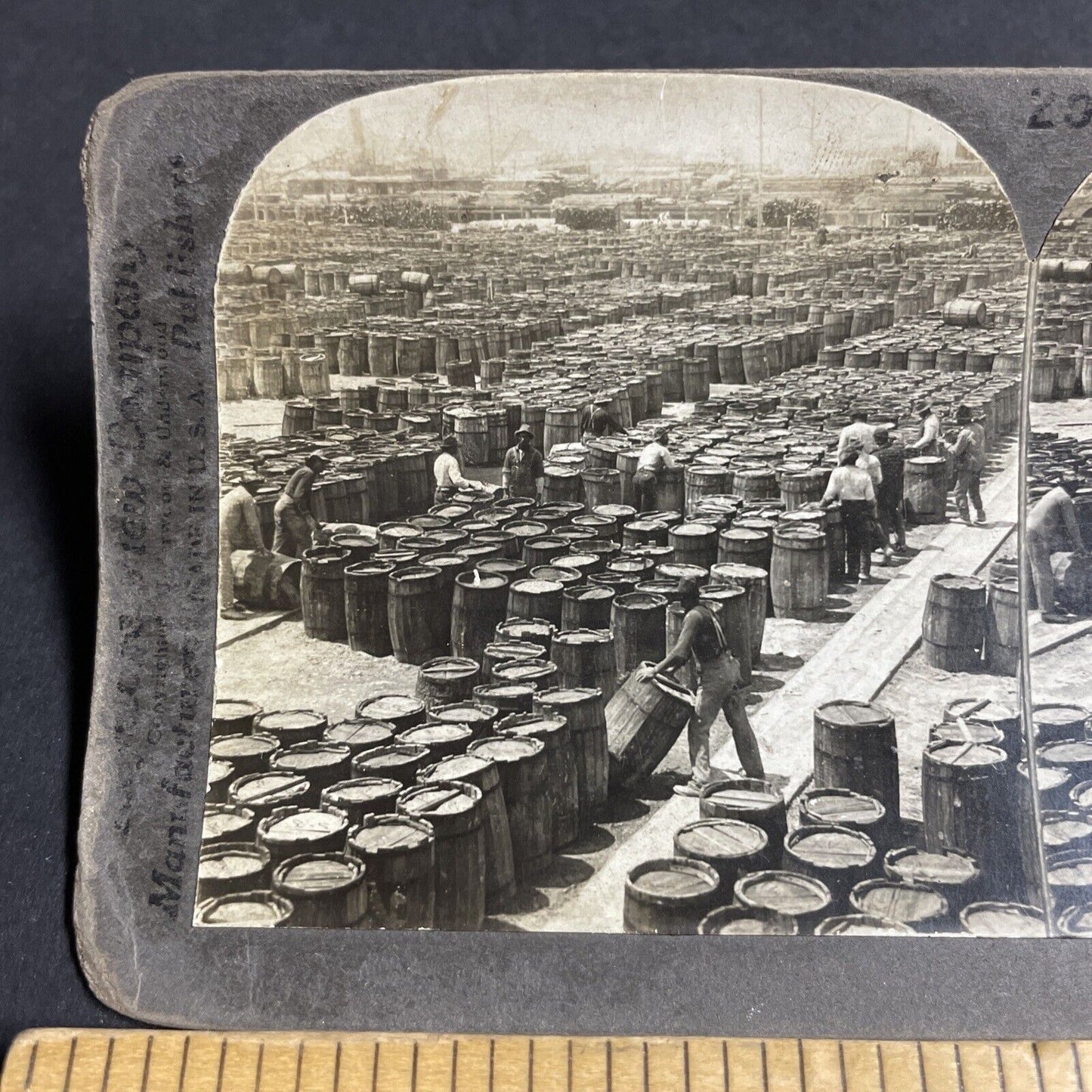 Antique 1910s Ink & Wax Barrels In Savannah Georgia Stereoview Photo Card P4275