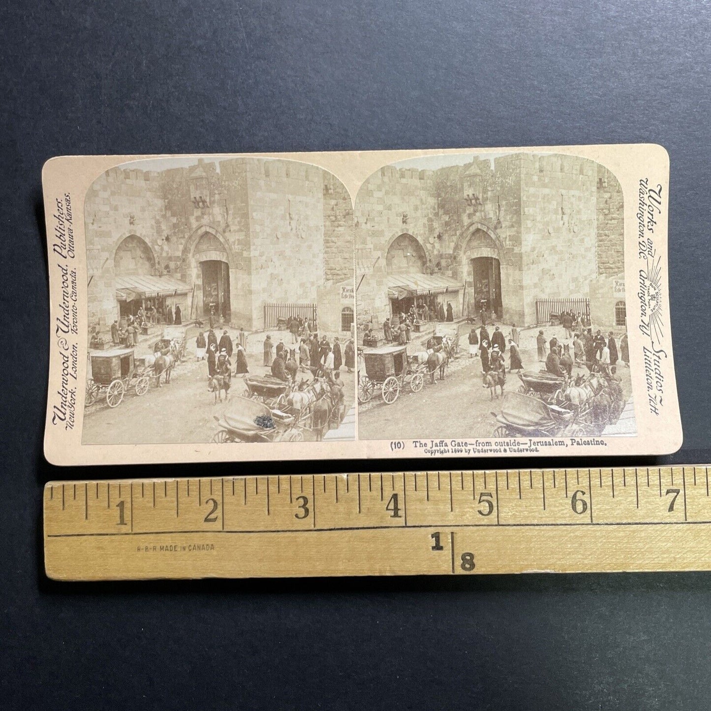 Antique 1899 Jaffa Gate Jerusalem Israel Palestine Stereoview Photo Card P1374