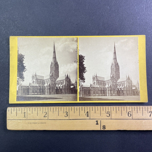 Salisbury Cathedral Church England Stereoview Antique c1870s Y464