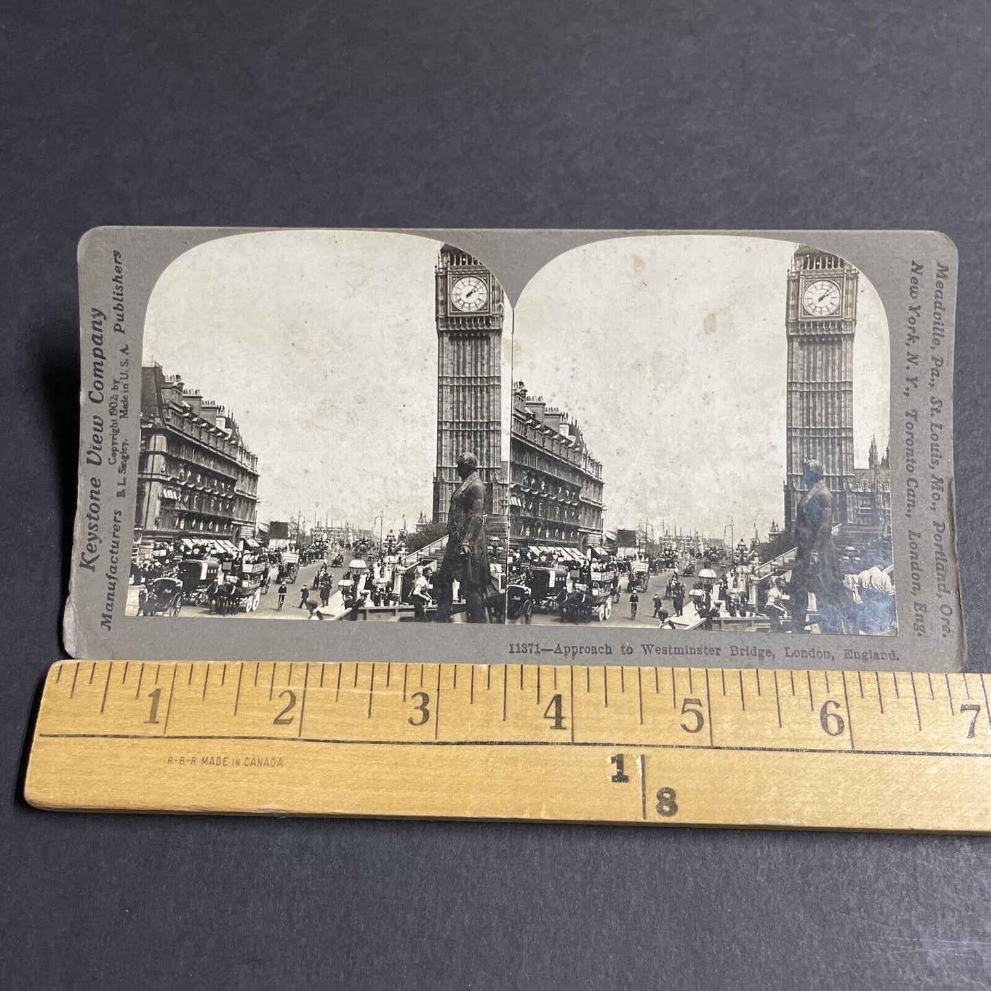 Antique 1902 Big Ben Clock Tower London England Stereoview Photo Card P4478