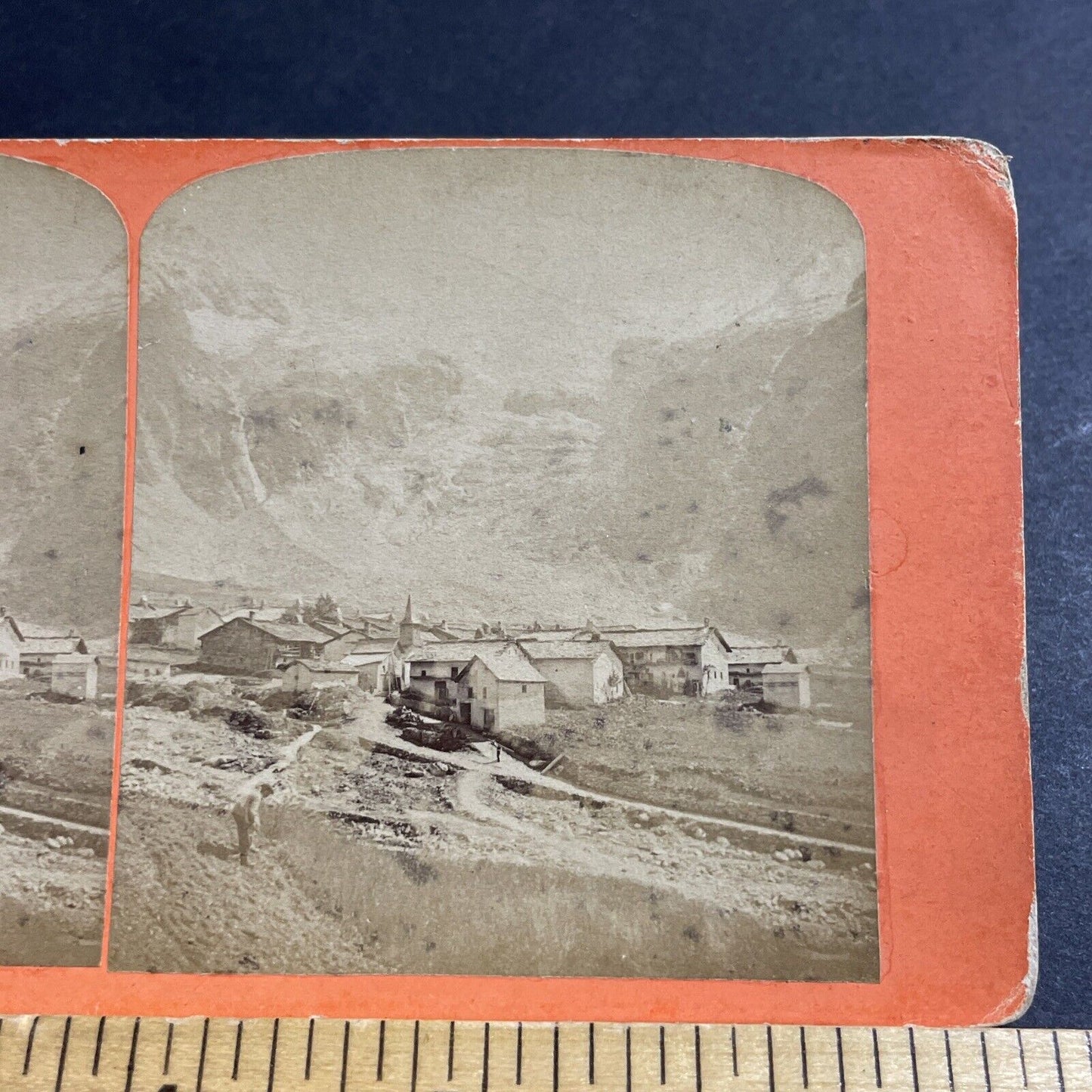 Antique 1860s Chamonix Station Bosson Glacier France Stereoview Photo Card P5188