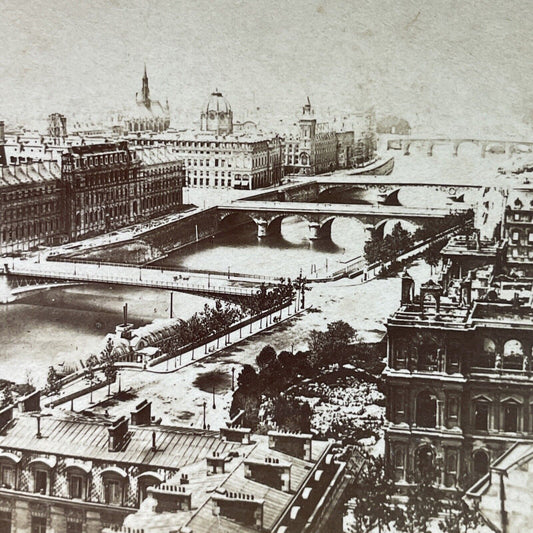 Antique 1889 Paris France Center City Bridges View Stereoview Photo Card P3918