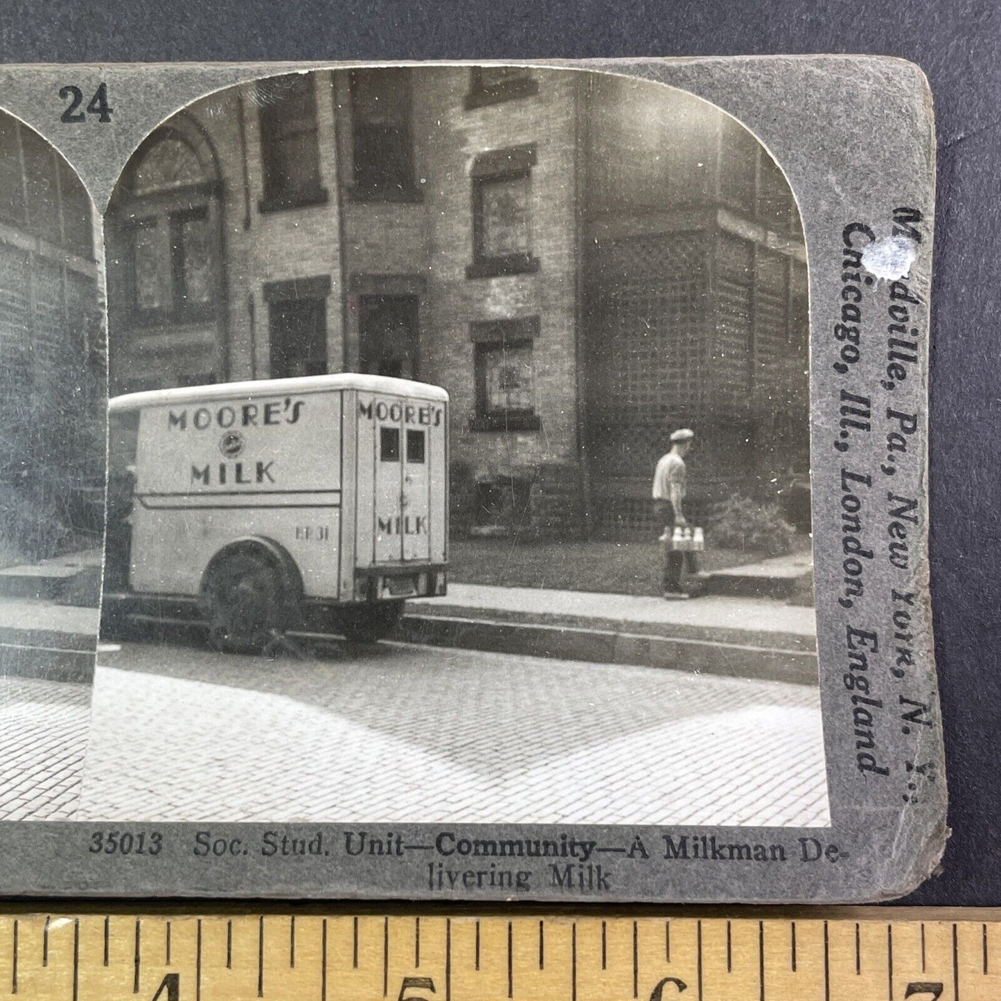 Moore's Milk Dairy Truck Columbus Ohio Stereoview Antique c1920s Y1373