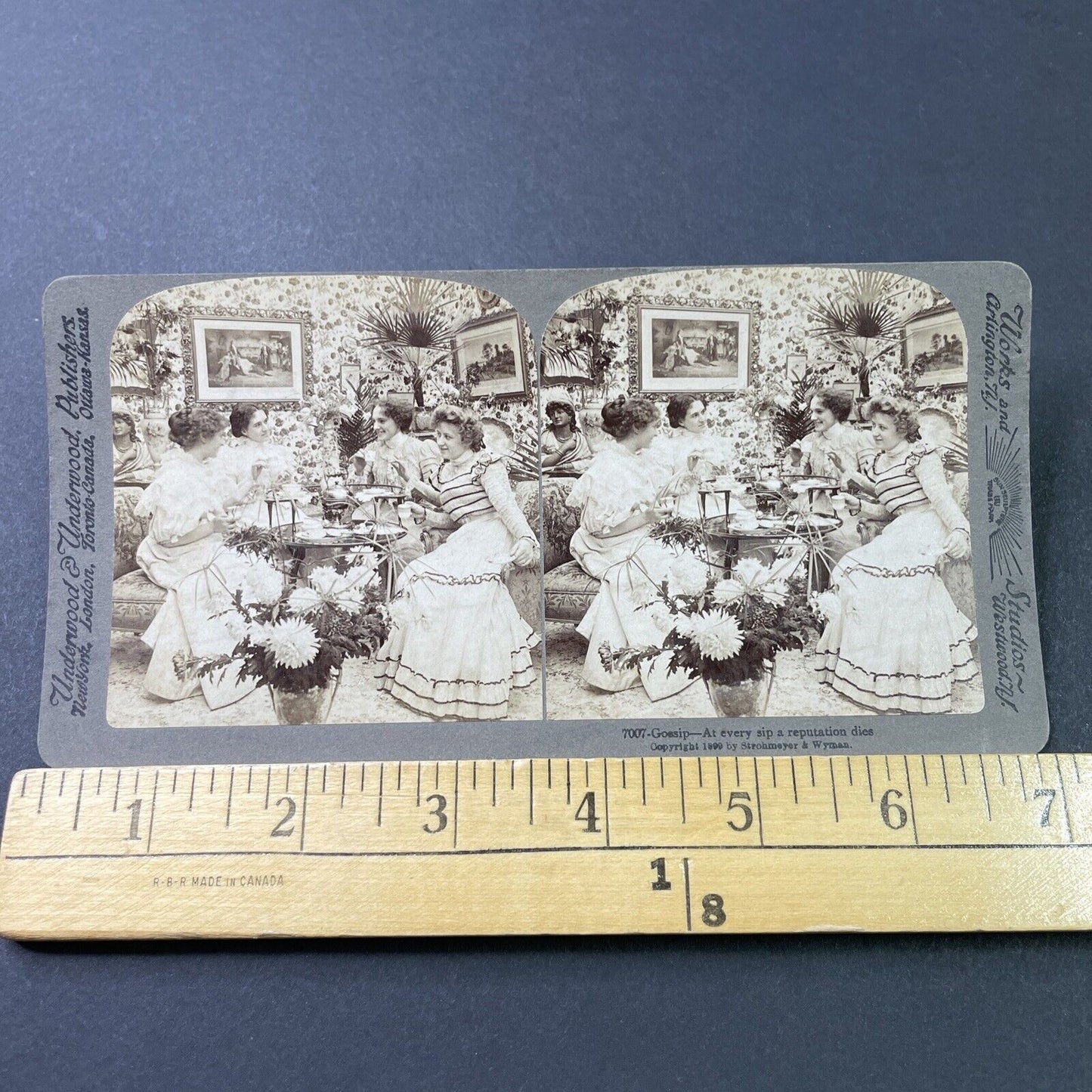 Antique 1899 Society Women Gossip Over Tea Stereoview Photo Card P2869