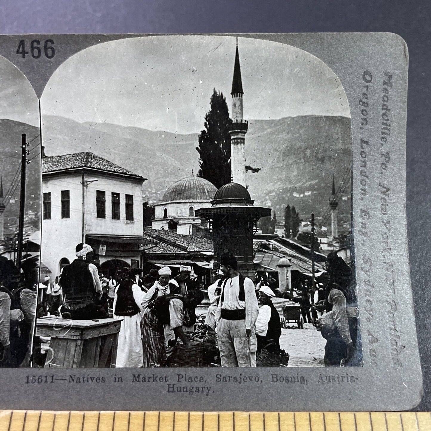 Antique 1910s Traditional Merchants Sarajevo Bosnia Stereoview Photo Card P3693