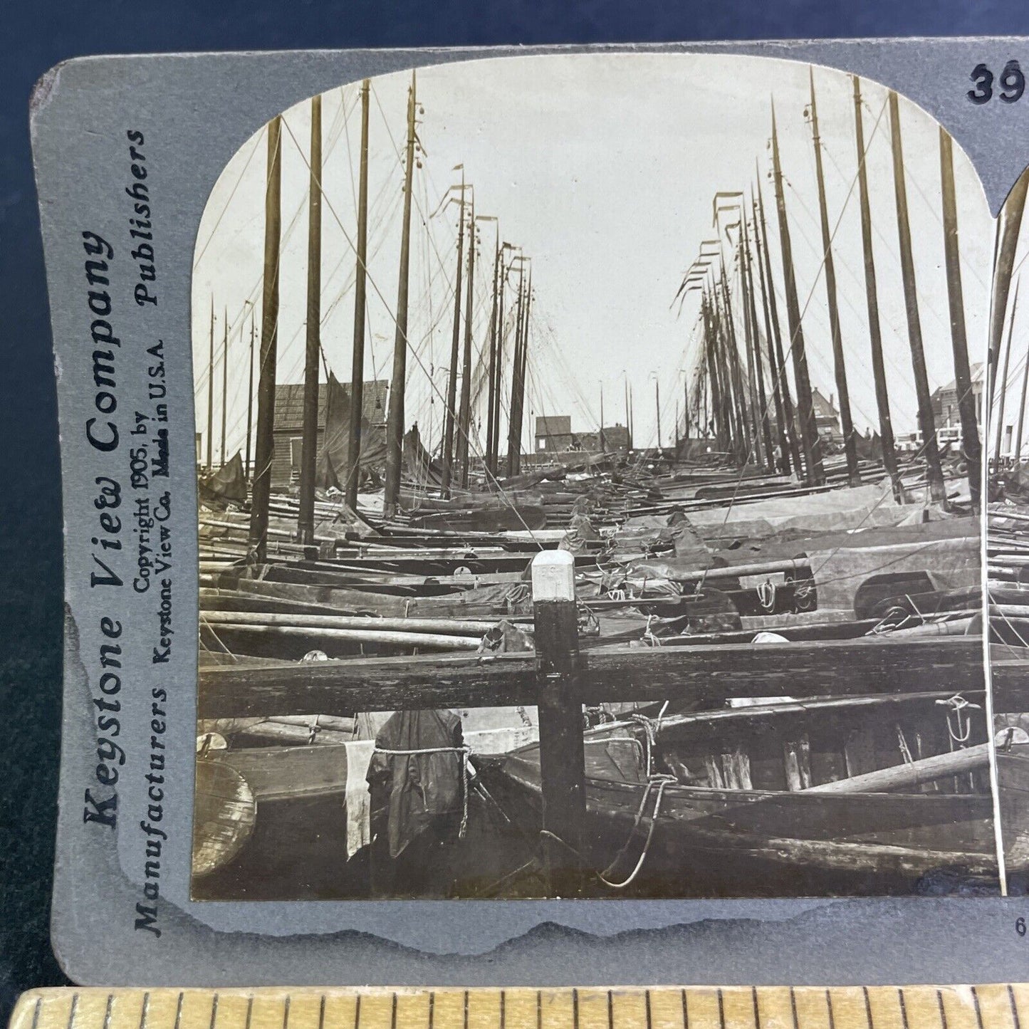 Antique 1905 Fishing Boats Marken Holland Netherland Stereoview Photo Card P2168