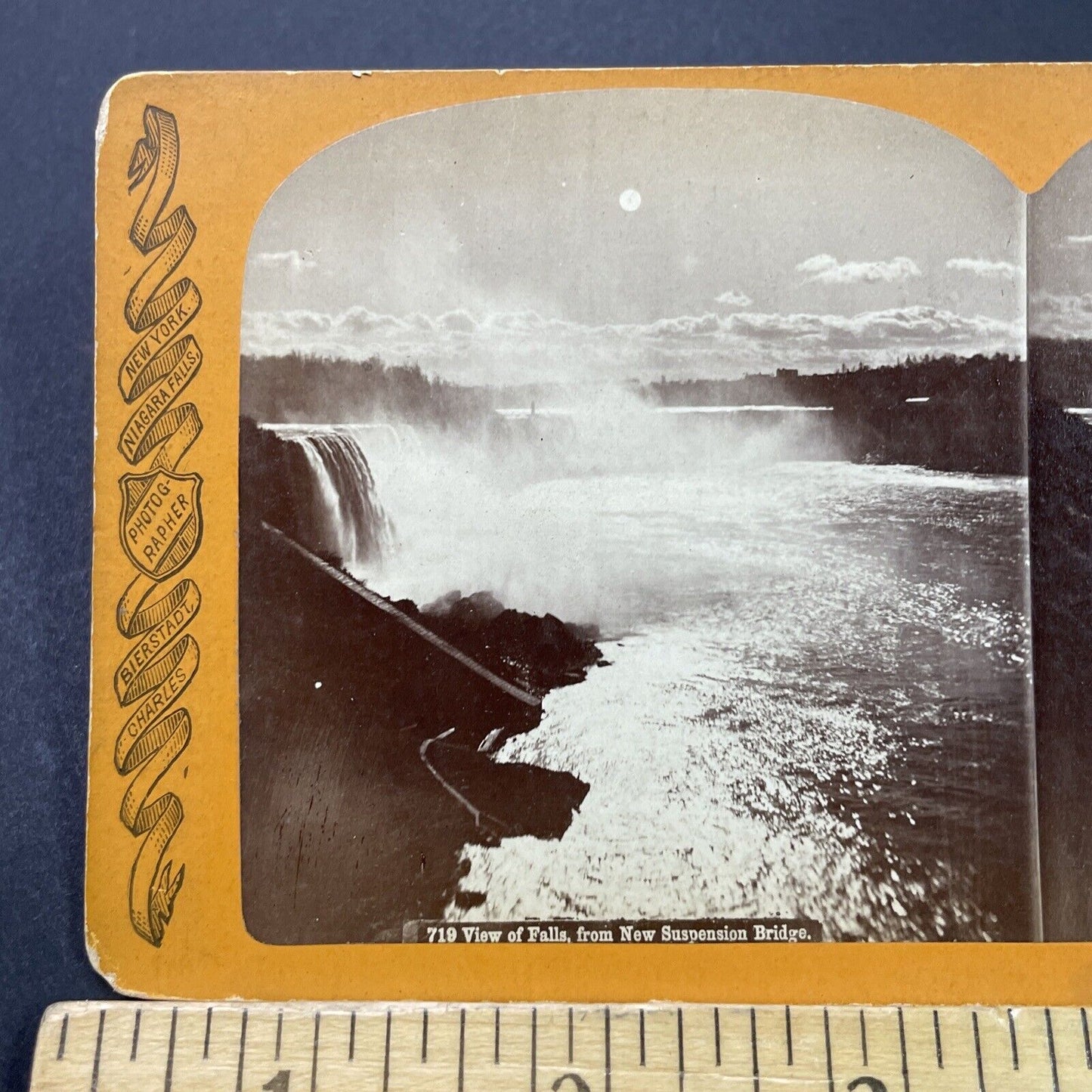 Antique 1870s Niagara Falls From The Rainbow Bridge Stereoview Photo Card P3103