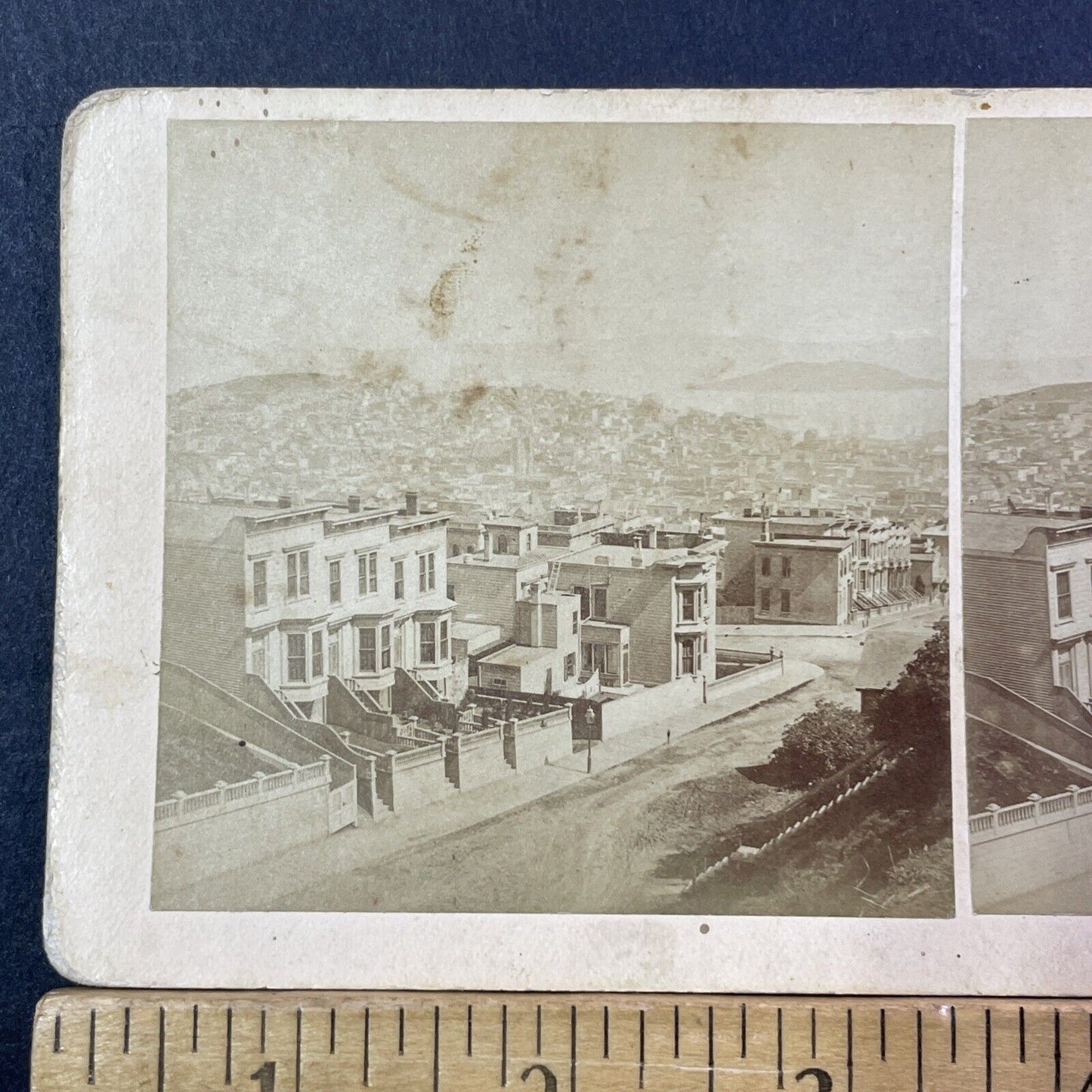 Nob Hill San Francisco Stereoview Photo Card BW Kilburn Antique c1870 X851